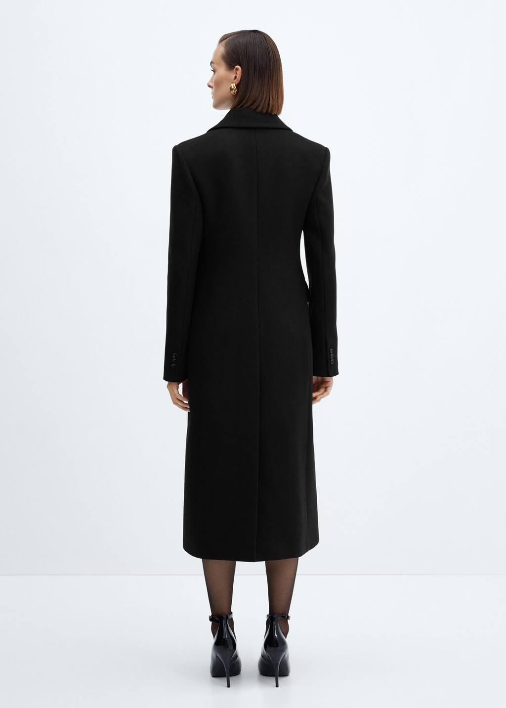 Black Structured Wool Coat, , large image number 6