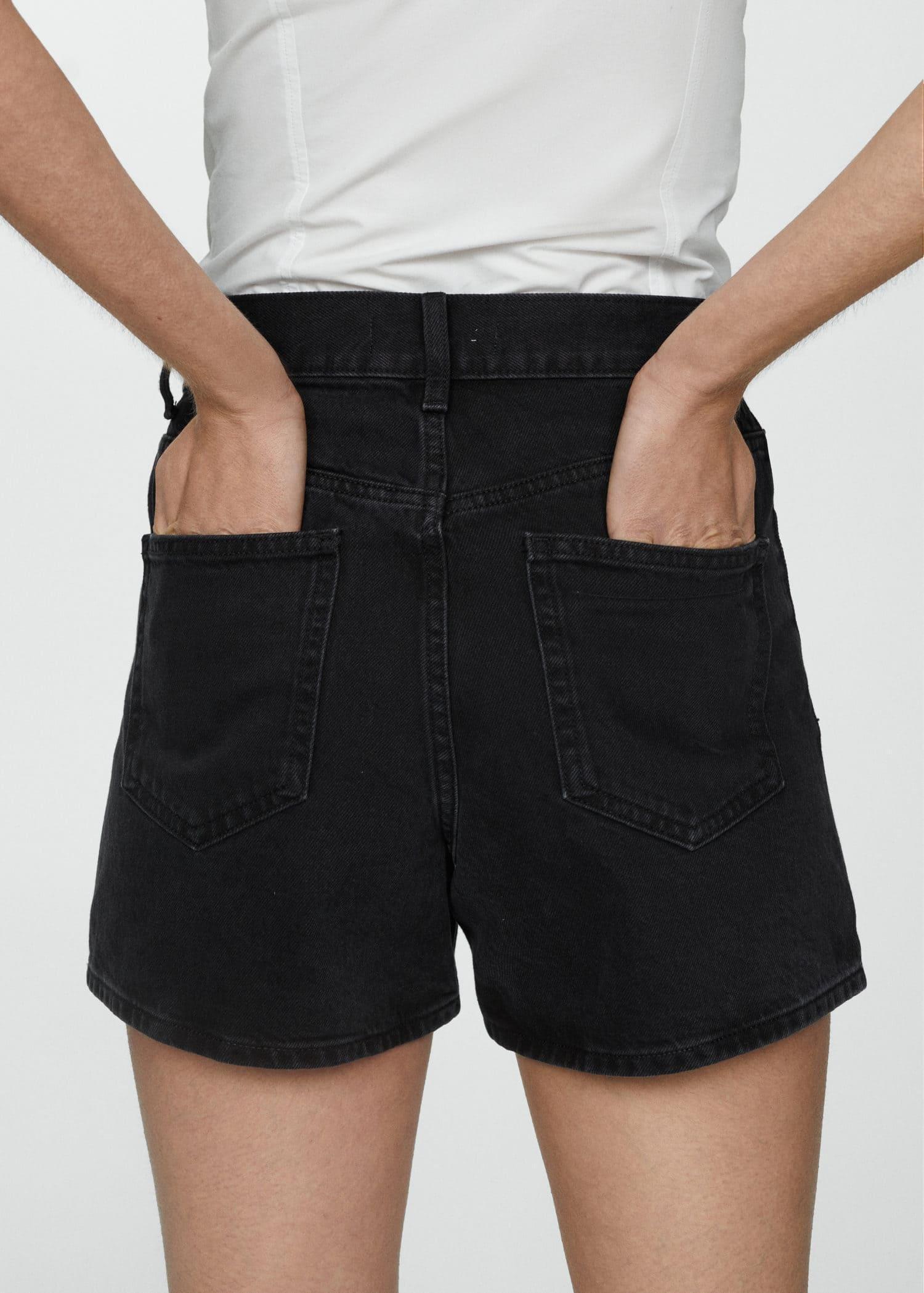 Grey High-Rise Denim Shorts, , large image number 2
