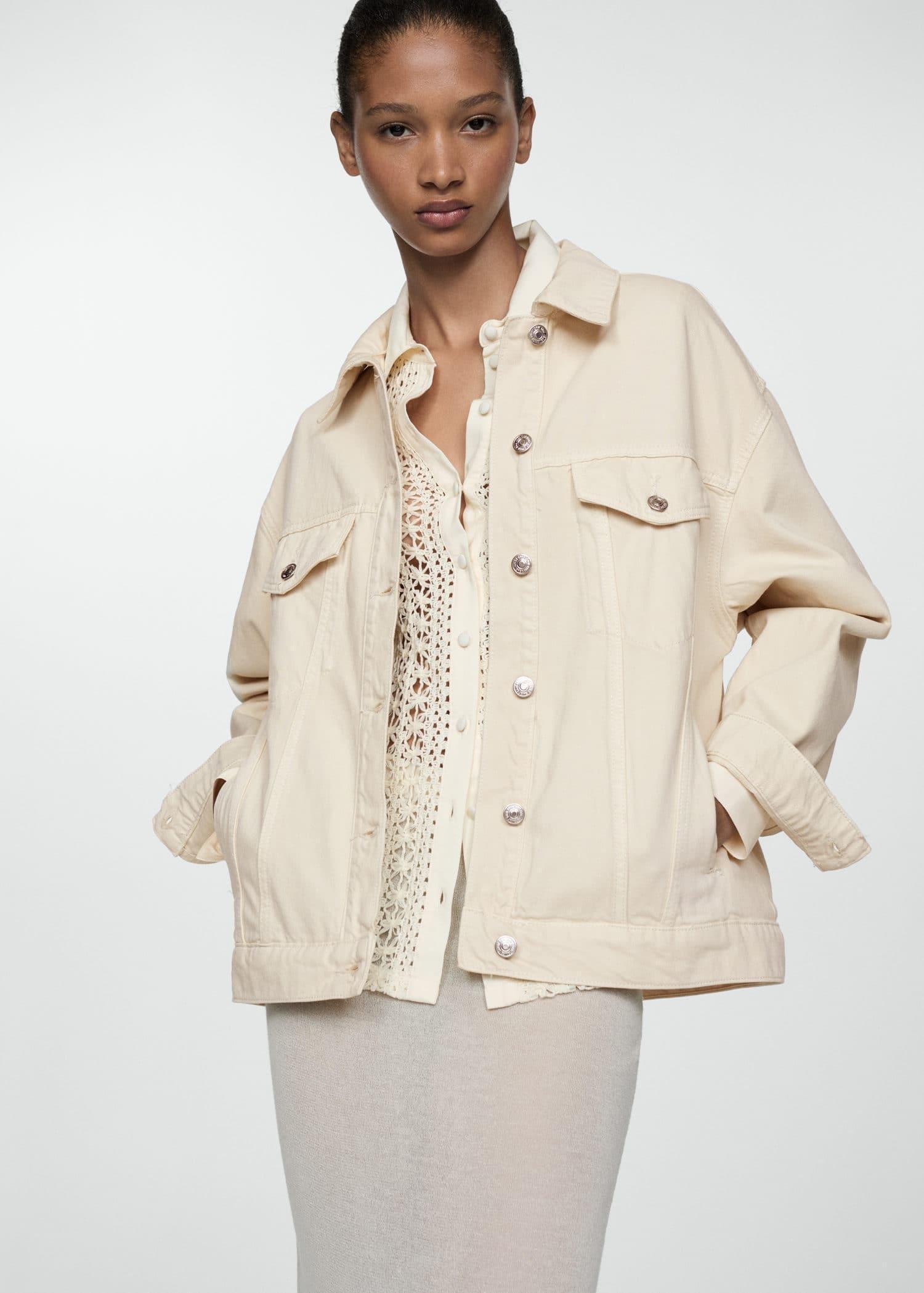 White Oversize Denim Jacket, , large image number 0