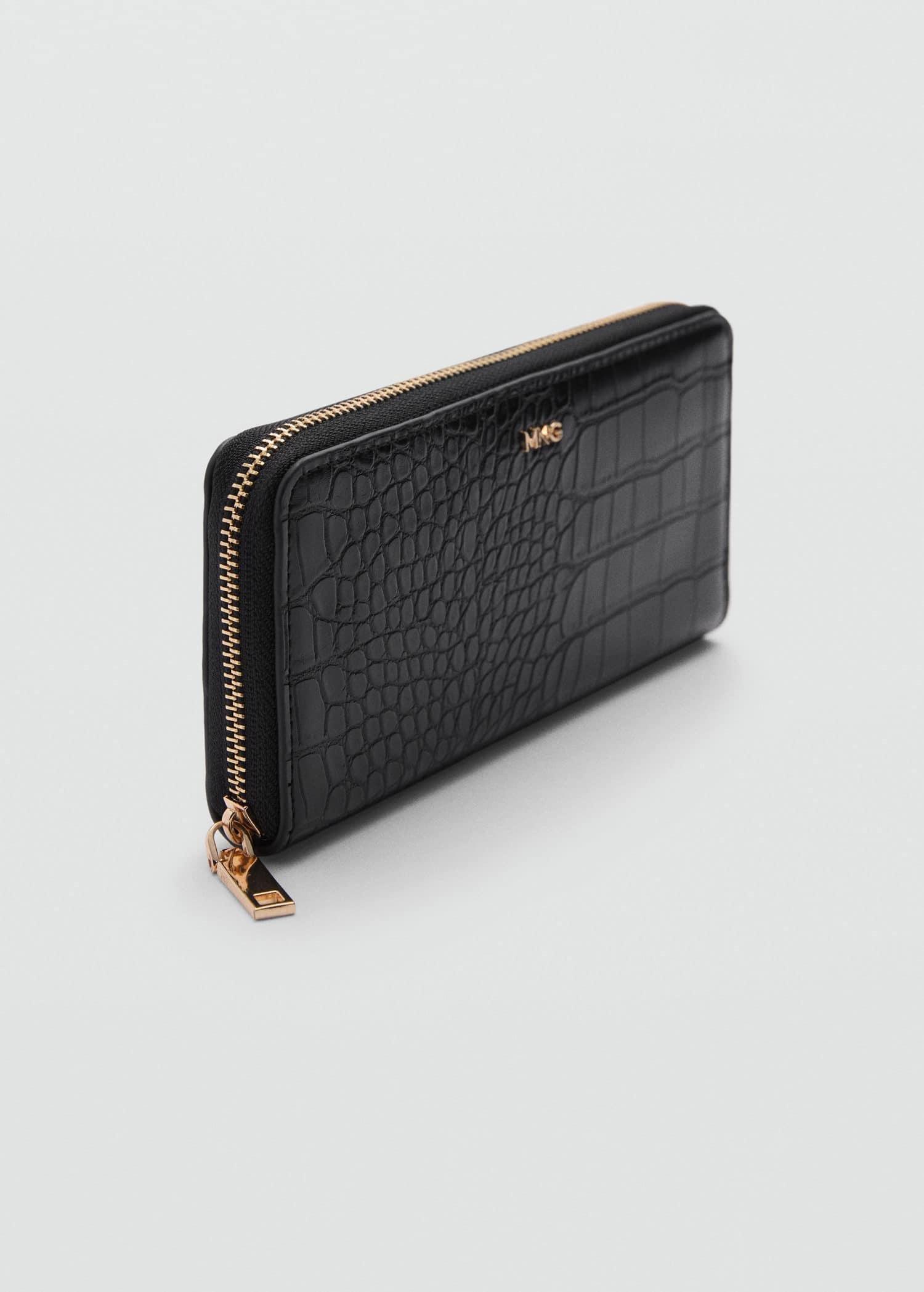 Black Animal Print Effect Wallet, Black, large image number 0