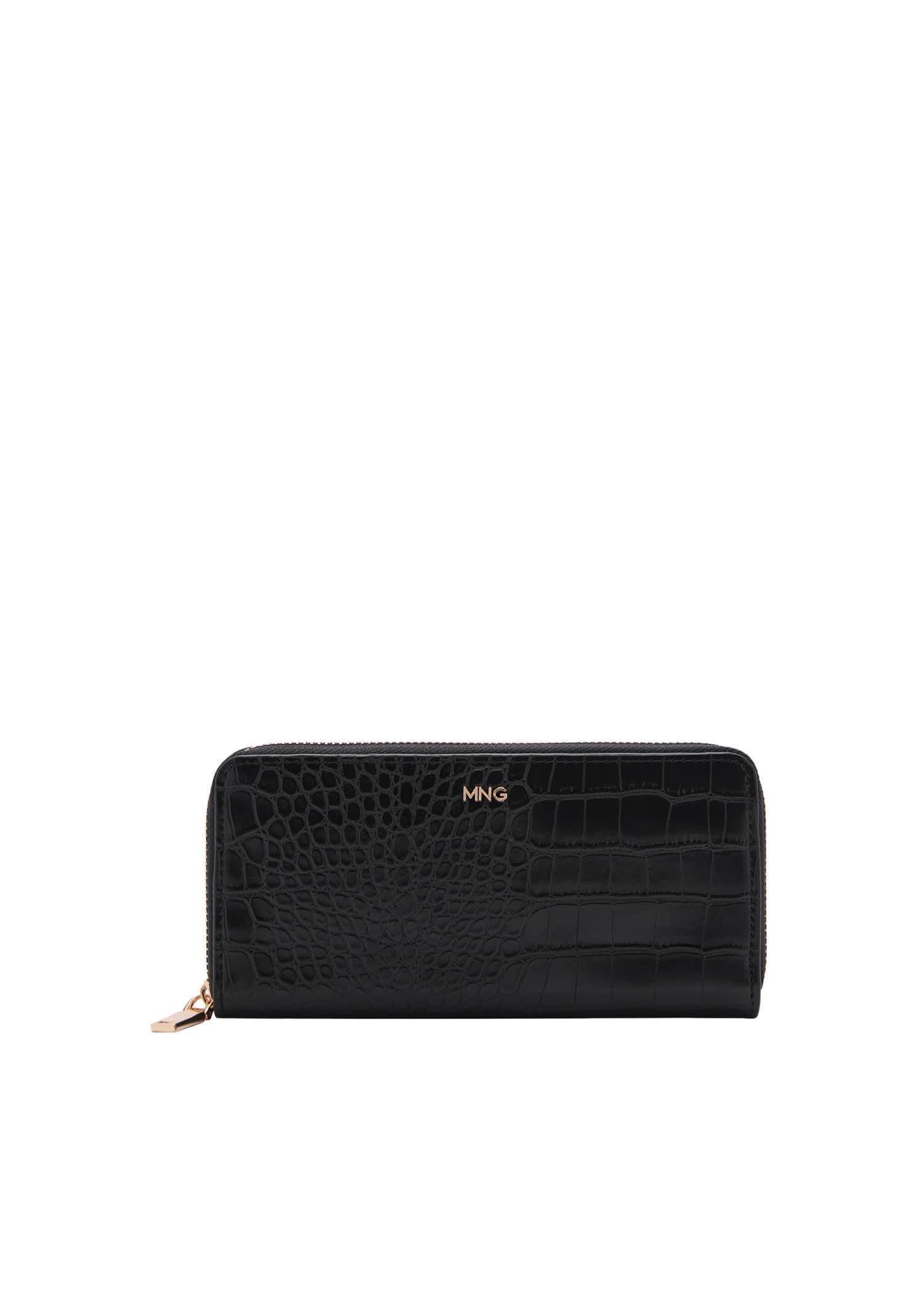 Black Animal Print Effect Wallet, Black, large image number 3