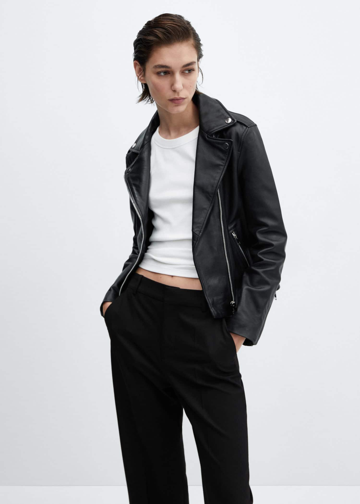 Black Leather Biker Jacket, , large image number 0