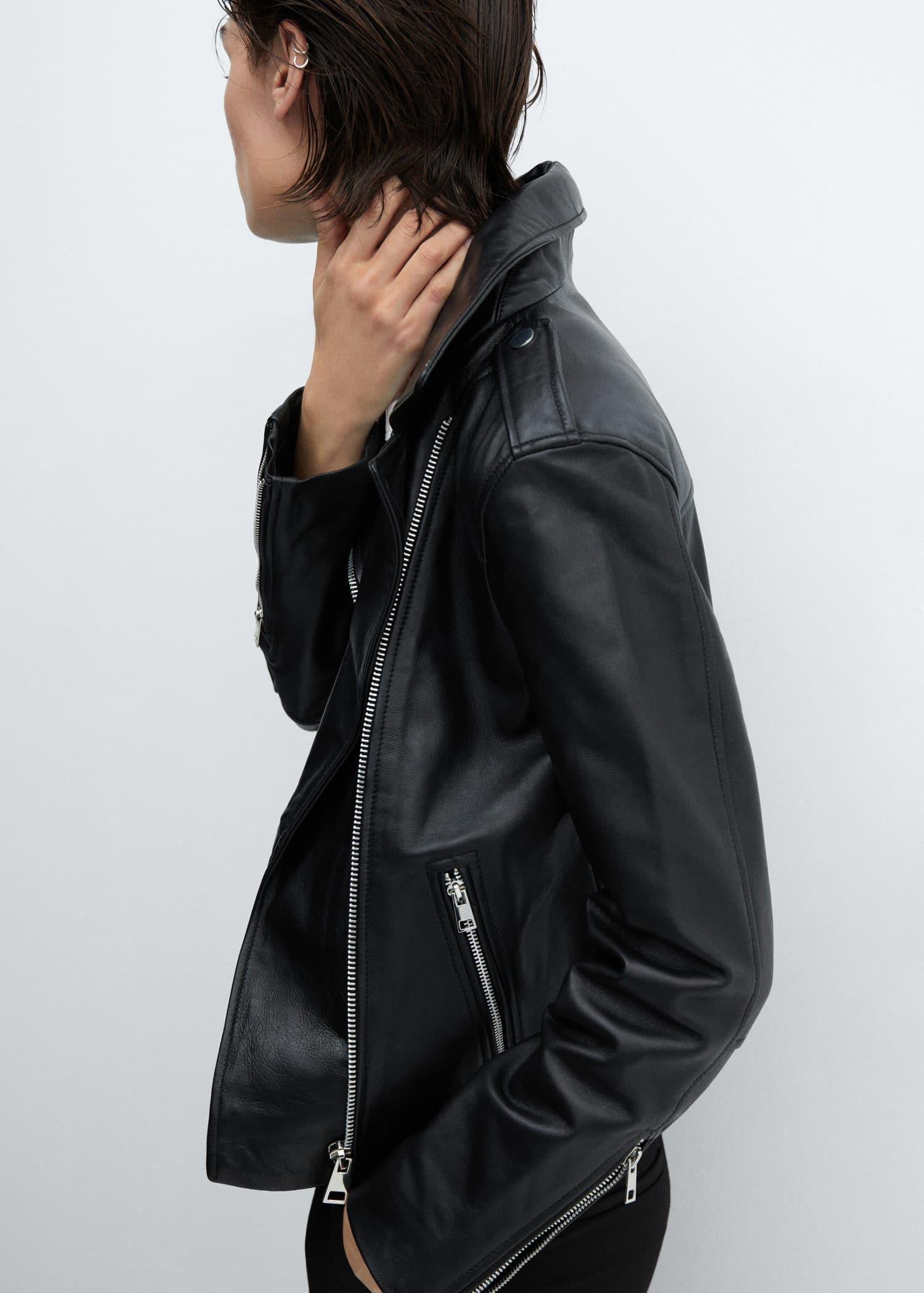 Black Leather Biker Jacket, , large image number 2