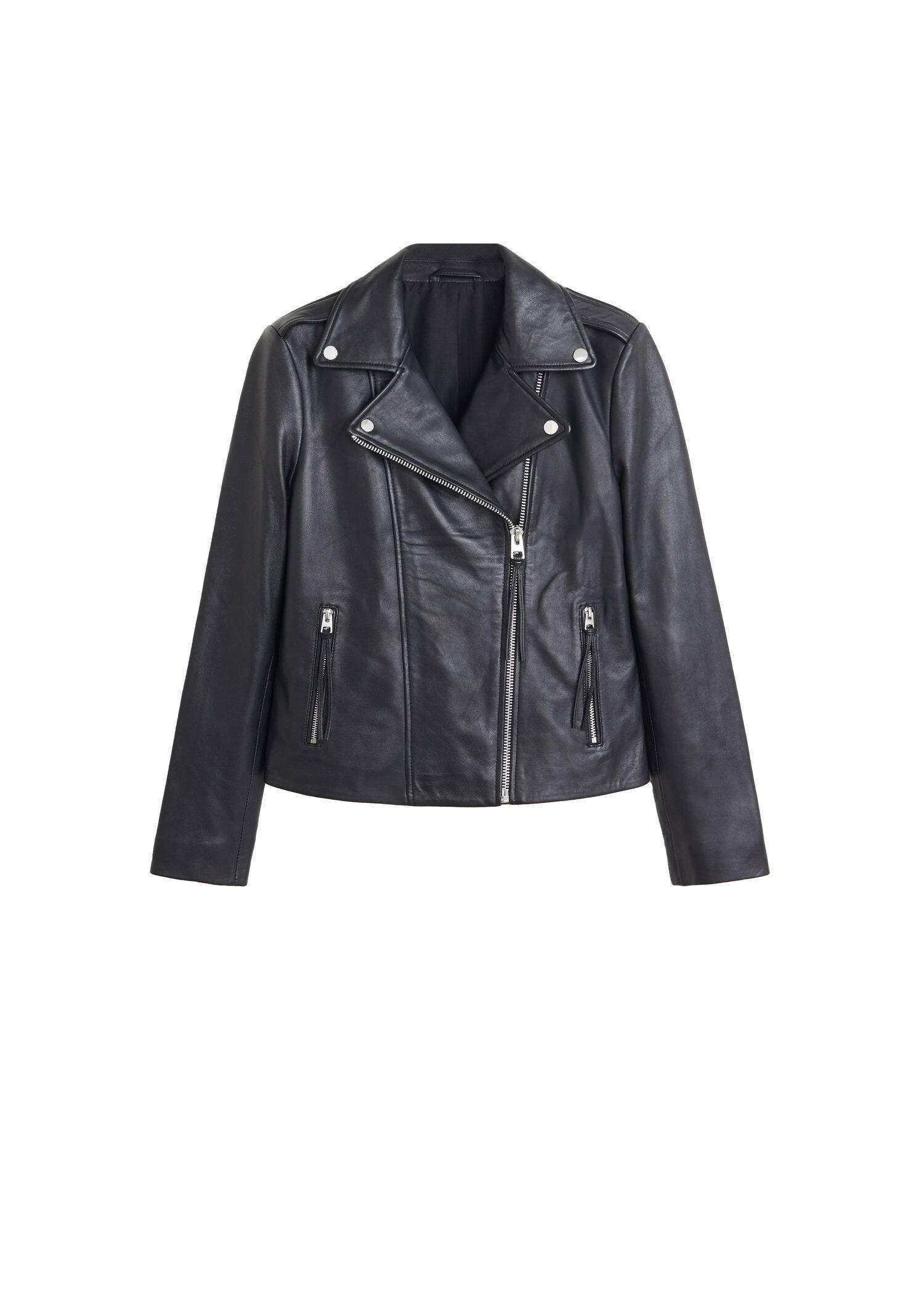 Black Leather Biker Jacket, , large image number 3