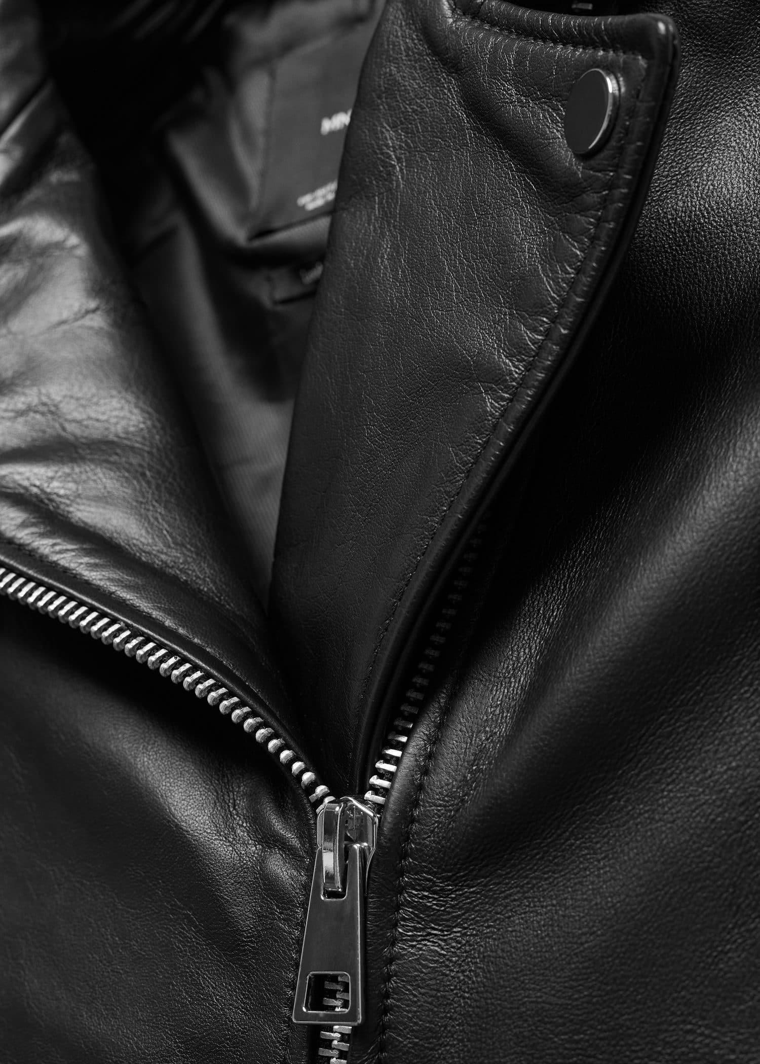 Black Leather Biker Jacket, , large image number 8