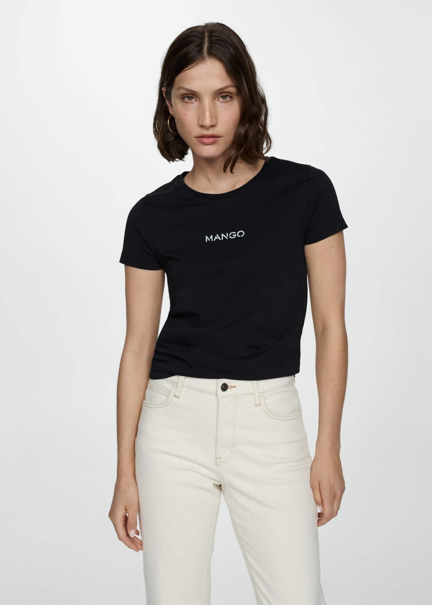 Black Logo Cotton T-Shirt, , large image number 0