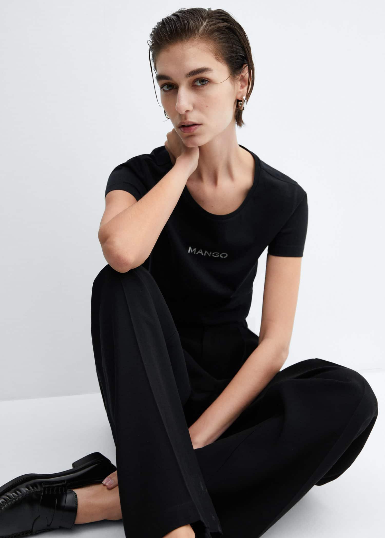 Black Logo Cotton T-Shirt, , large image number 2
