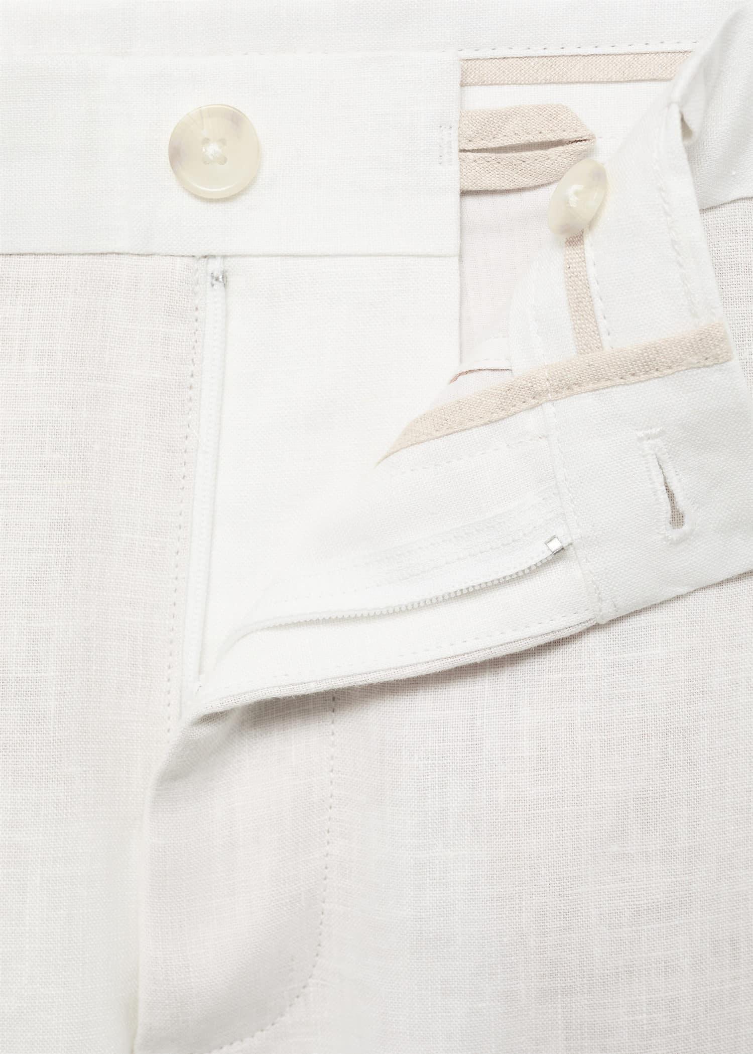 White Slim-Fit Linen Trousers, , large image number 6