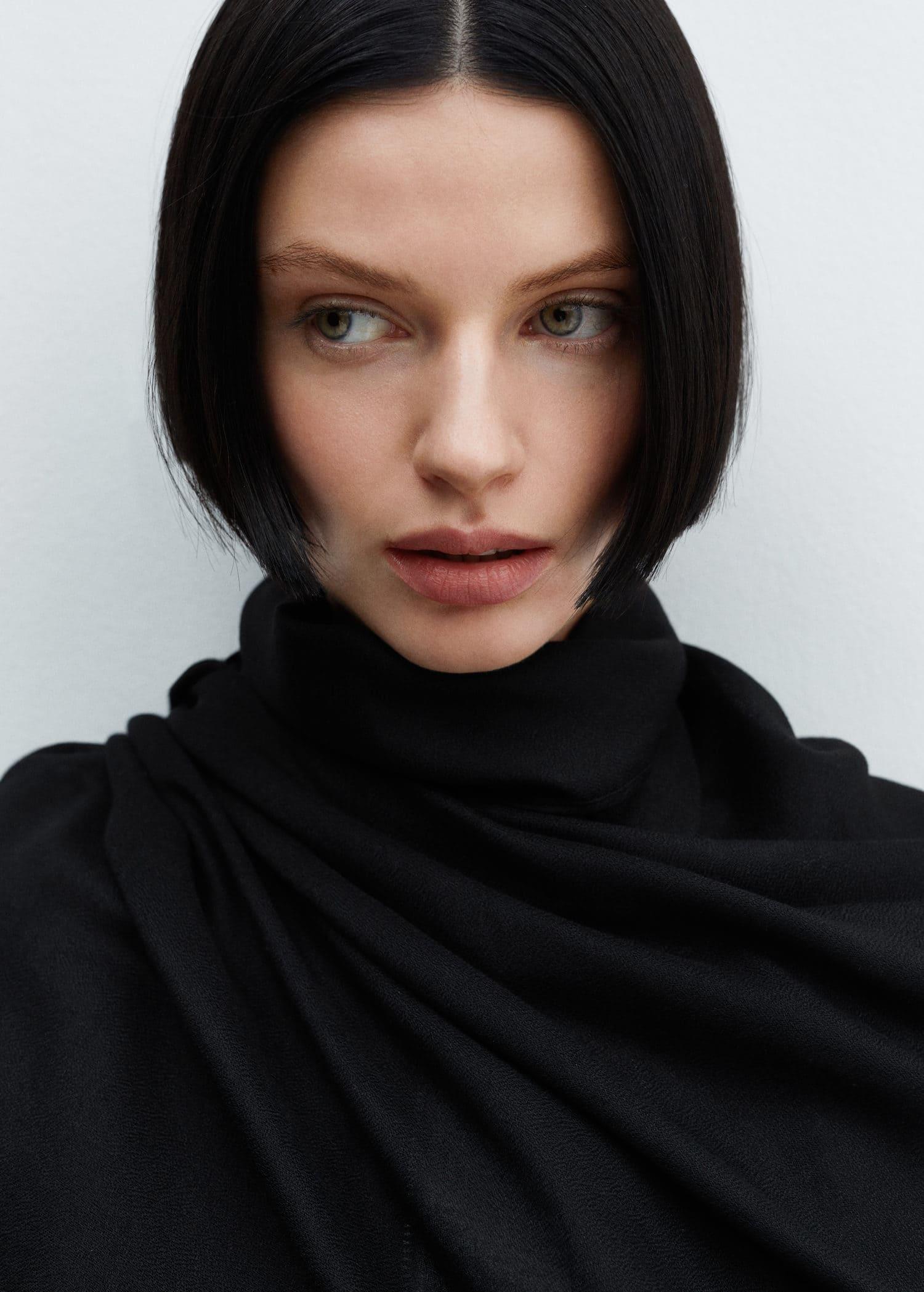 Black Flowy Scarf, 0201_99, large image number 1