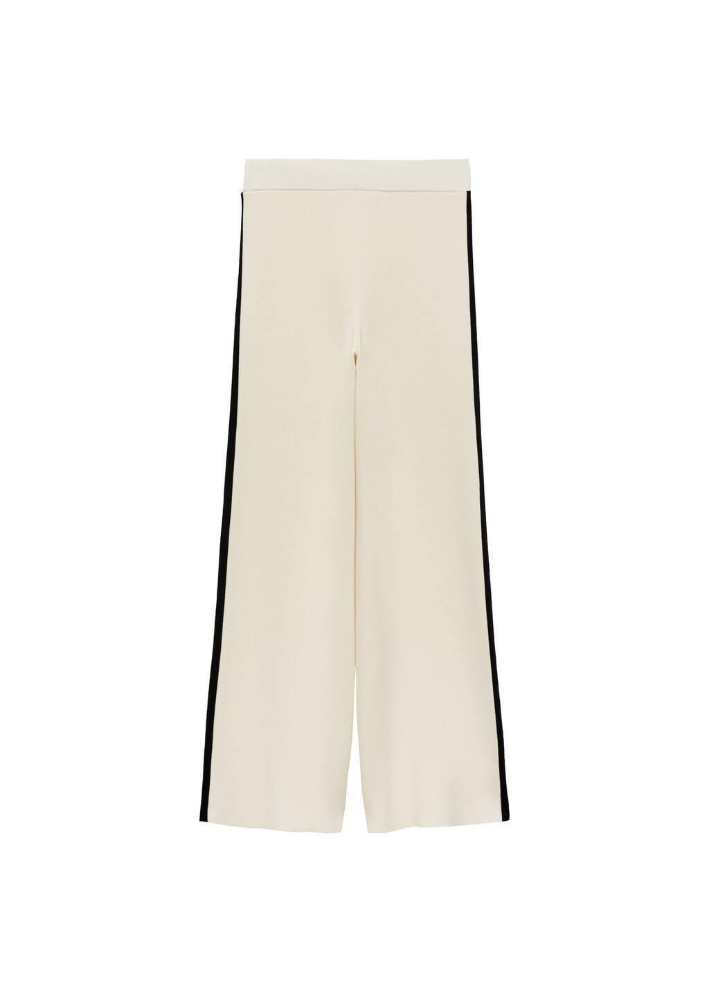 Beige Striped Knitted Trousers With Contrasting Sides, , large image number 3