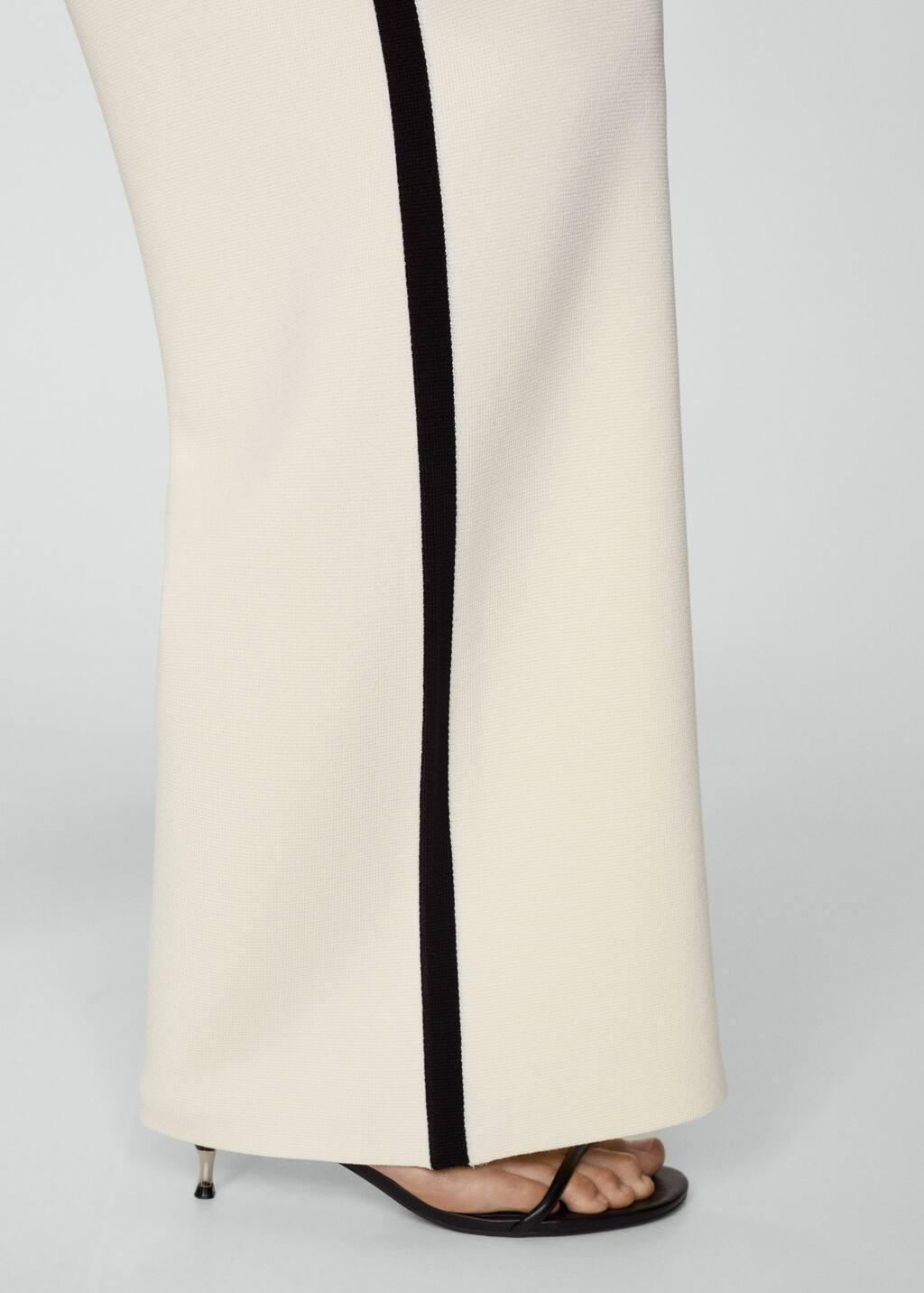 Beige Striped Knitted Trousers With Contrasting Sides, , large image number 4