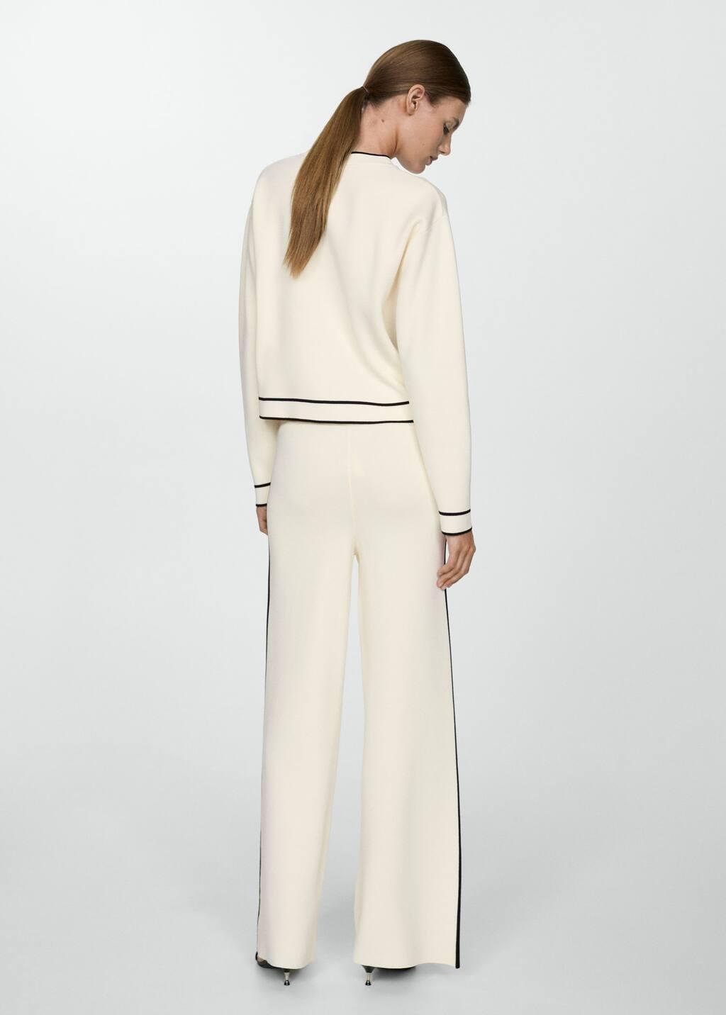 Beige Striped Knitted Trousers With Contrasting Sides, , large image number 6