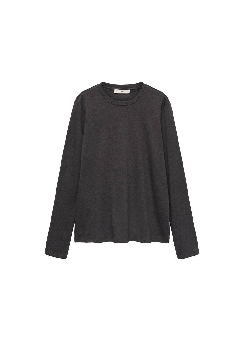 Grey Long Sleeve Cotton T-Shirt, , large image number 3