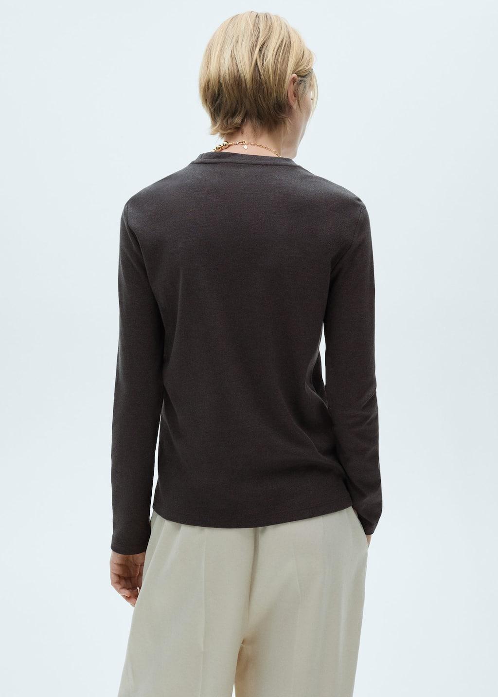 Grey Long Sleeve Cotton T-Shirt, , large image number 4