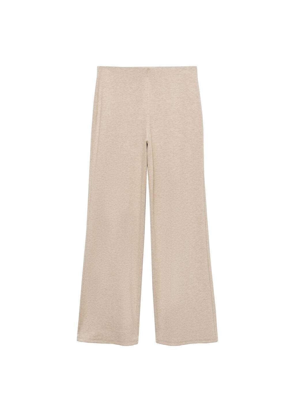 Beige Knitted Wide leg Trousers, , large image number 3