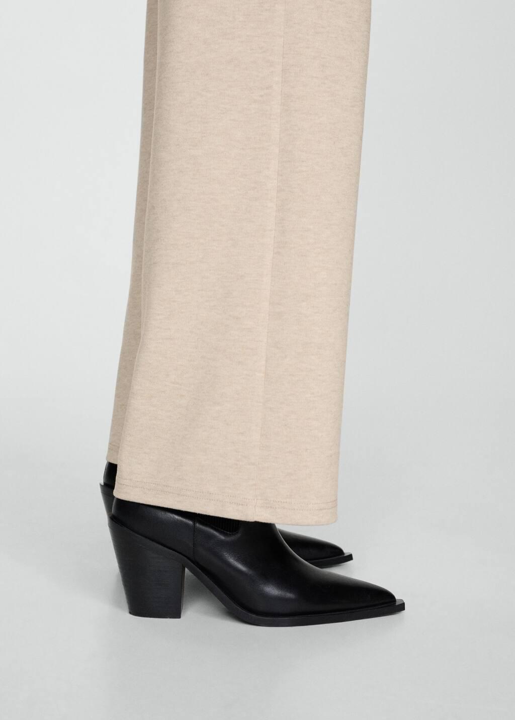 Beige Knitted Wide leg Trousers, , large image number 4