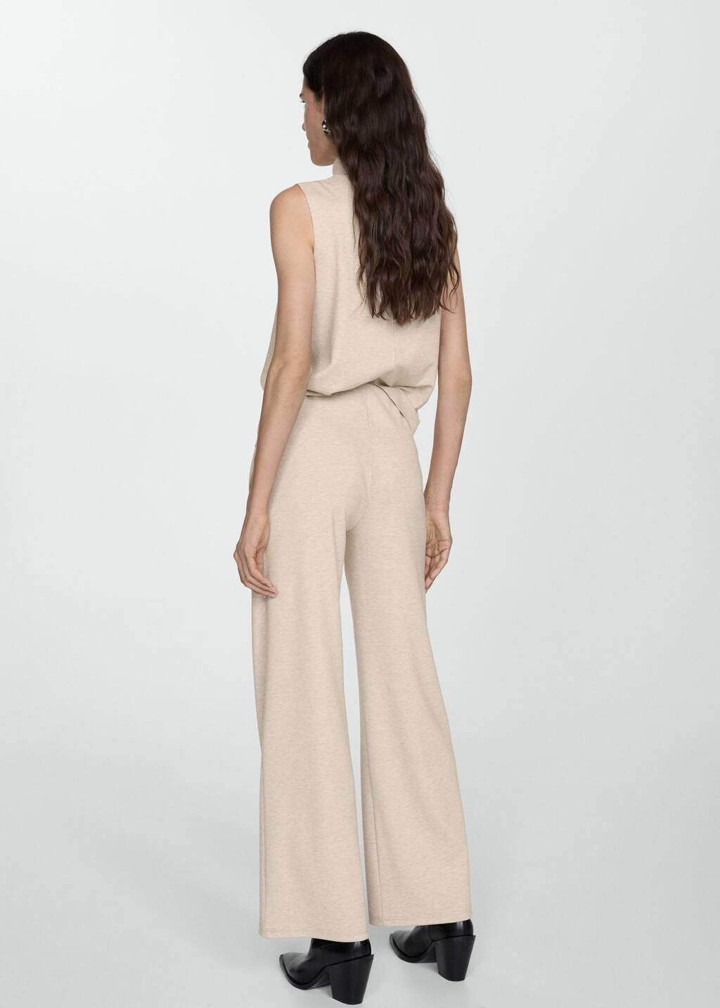 Beige Knitted Wide leg Trousers, , large image number 6