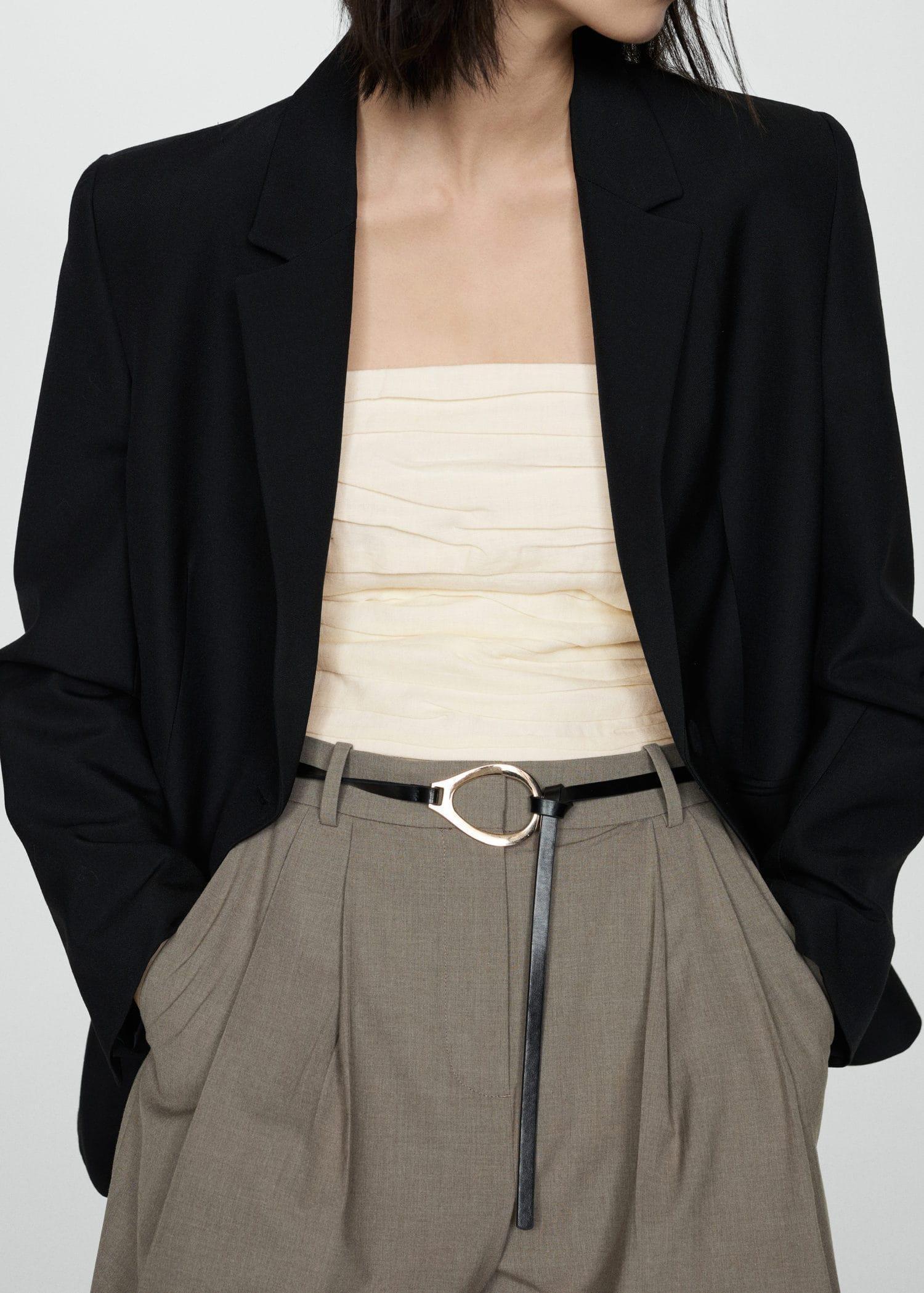 White Draped Linen Top, , large image number 2