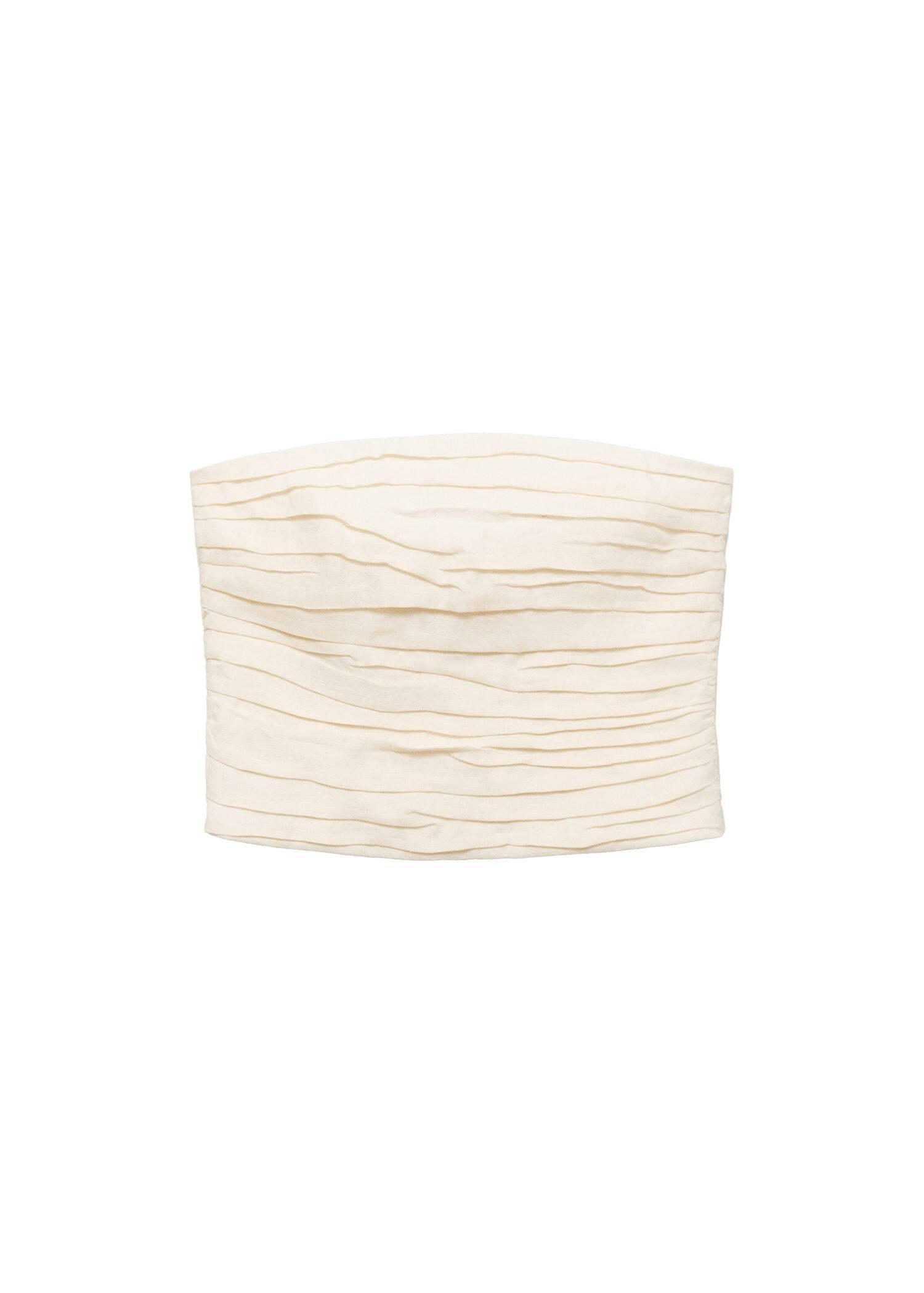 White Draped Linen Top, , large image number 3