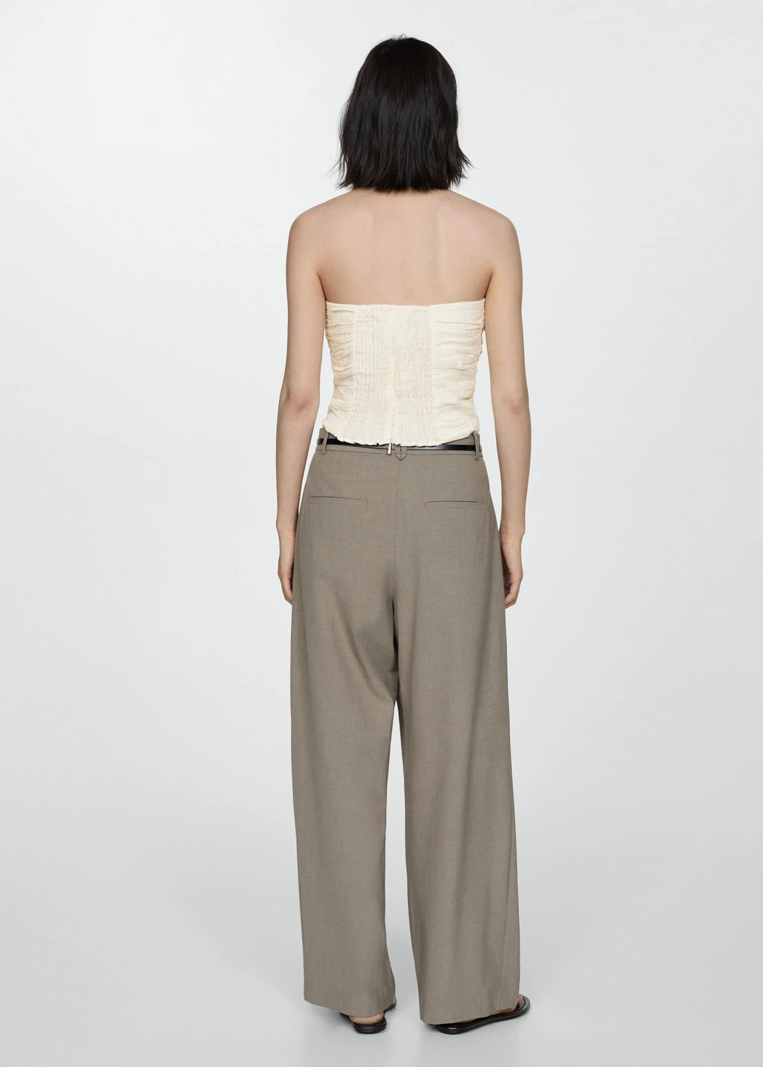 White Draped Linen Top, , large image number 5