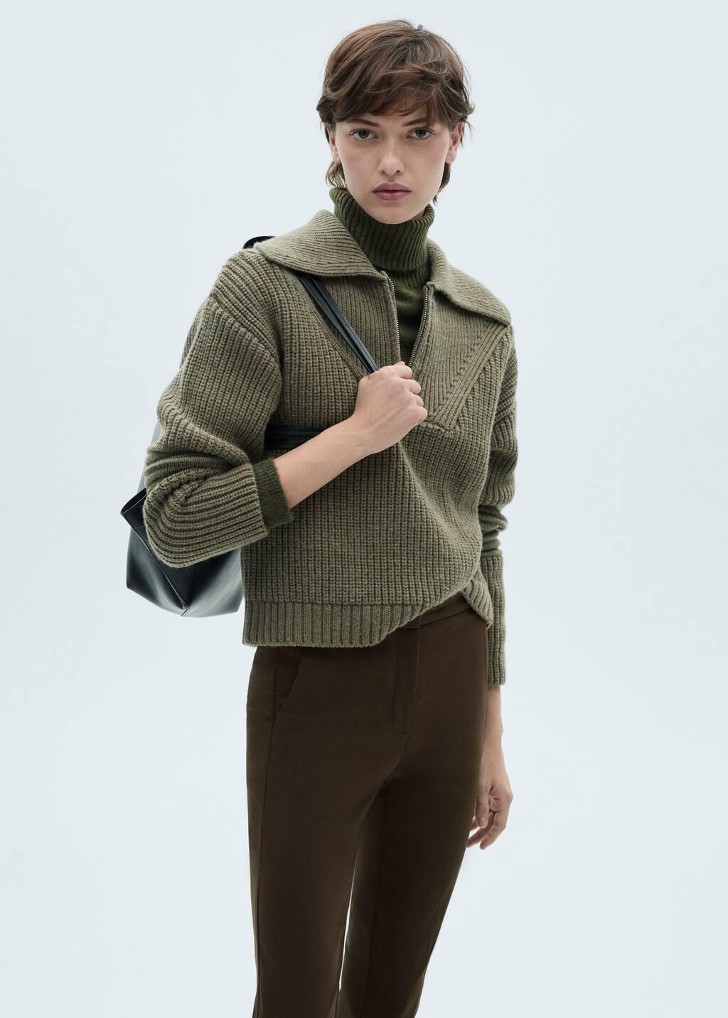 Khaki Crop Skinny Trousers, , large image number 1