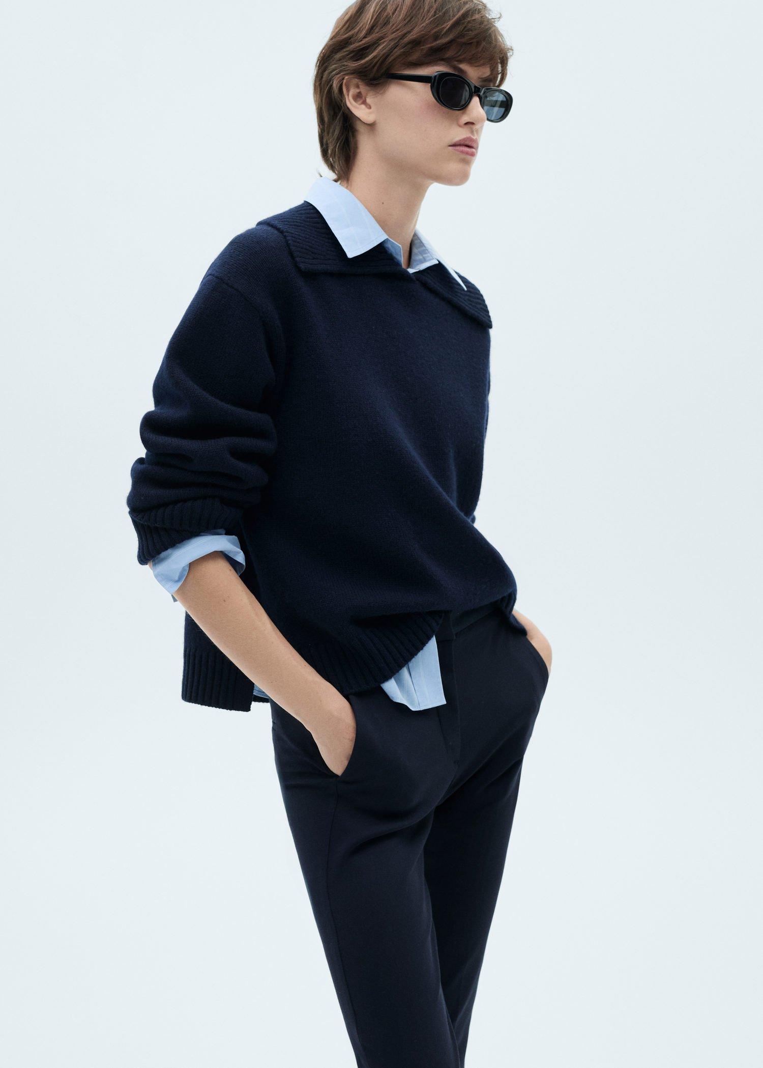 Navy Crop Skinny Trousers, , large image number 0
