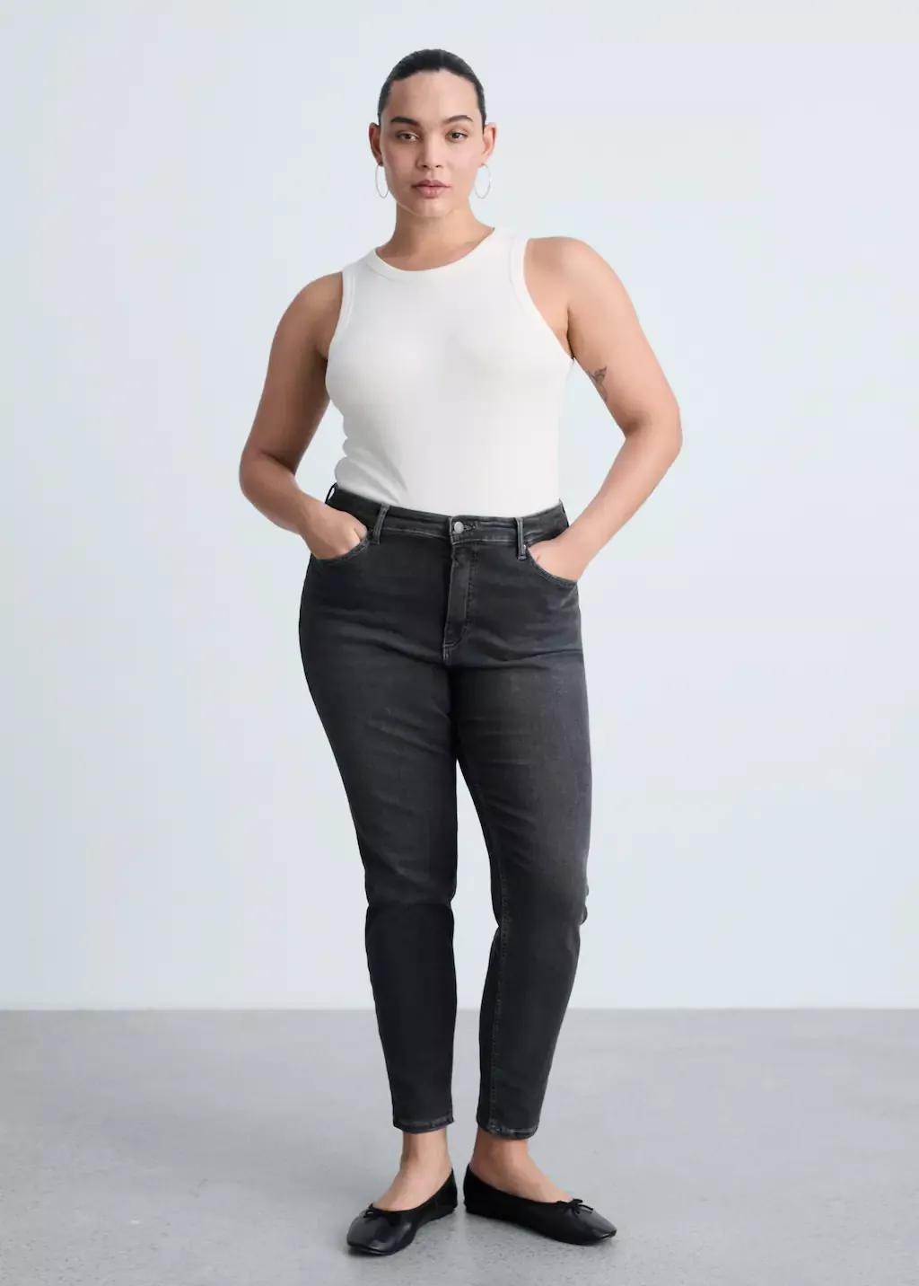 Grey Mid-Rise Skinny Jeans, , large image number 3