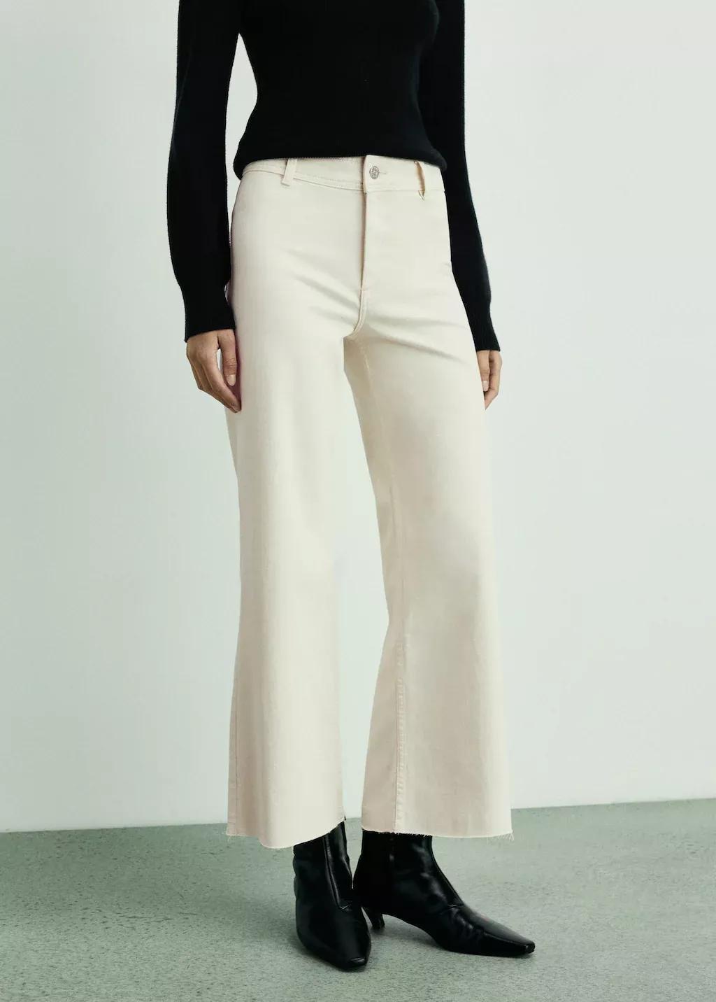 White Catherin Culotte High-Rise Jeans, , large image number 0
