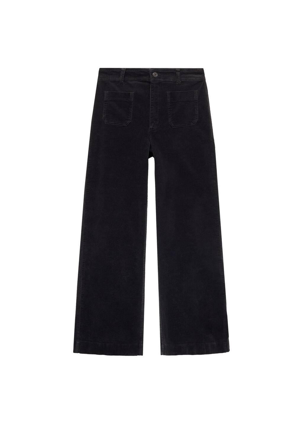 Black Catherin Culotte Corduroy Trousers, , large image number 2