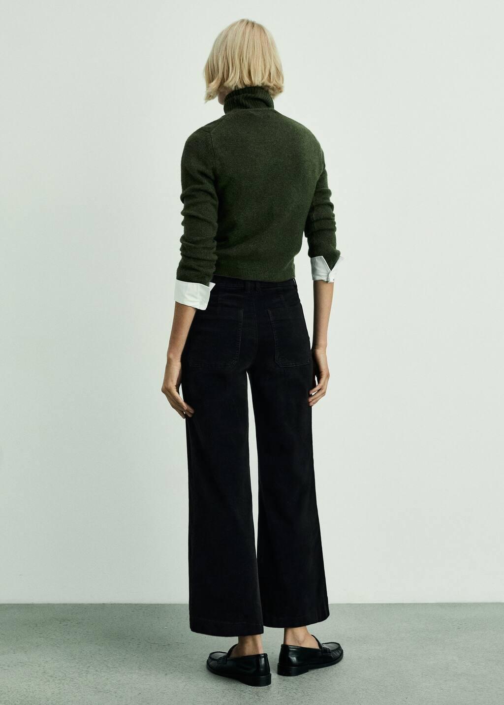 Black Catherin Culotte Corduroy Trousers, , large image number 5
