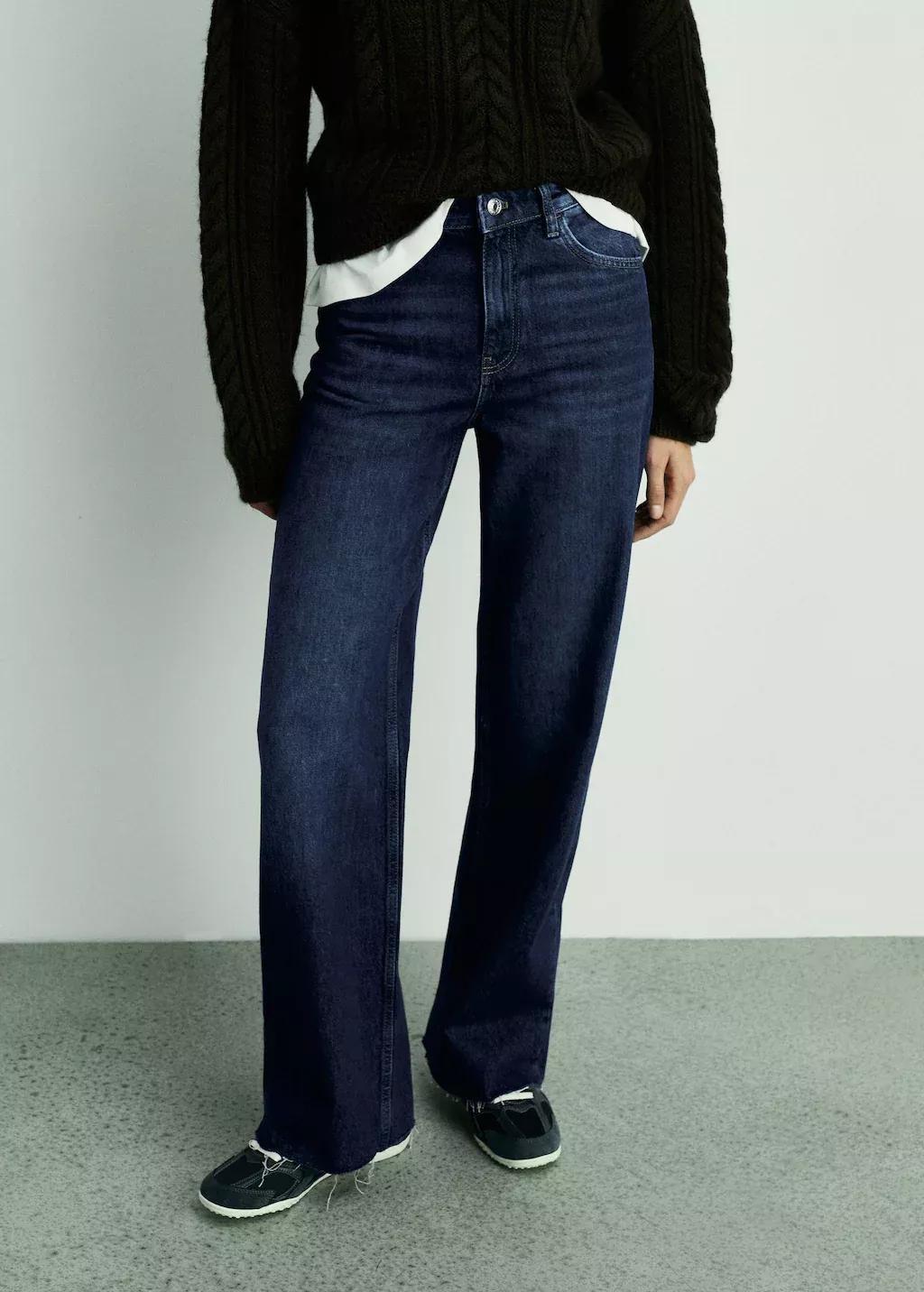 Blue Danila Wideleg High-Rise Jeans, , large image number 0