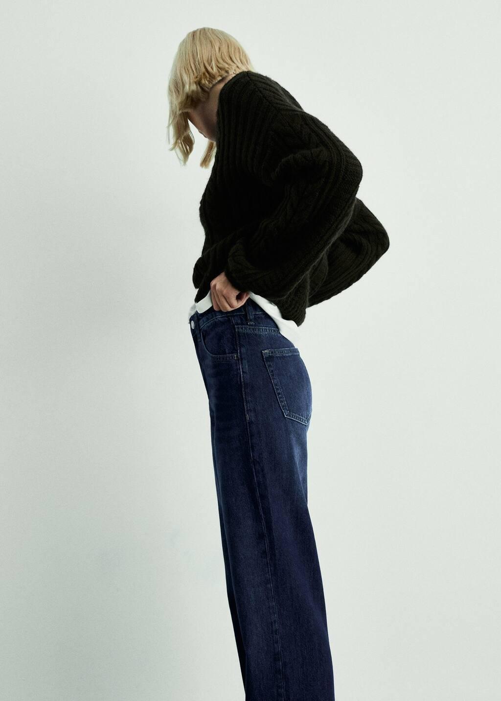 Blue Danila Wideleg High-Rise Jeans, , large image number 1