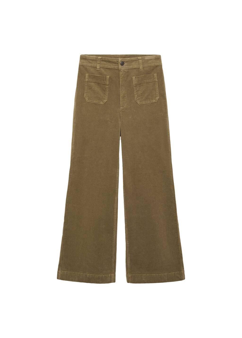 Khaki Culotte Corduroy Pants Catherin, , large image number 2