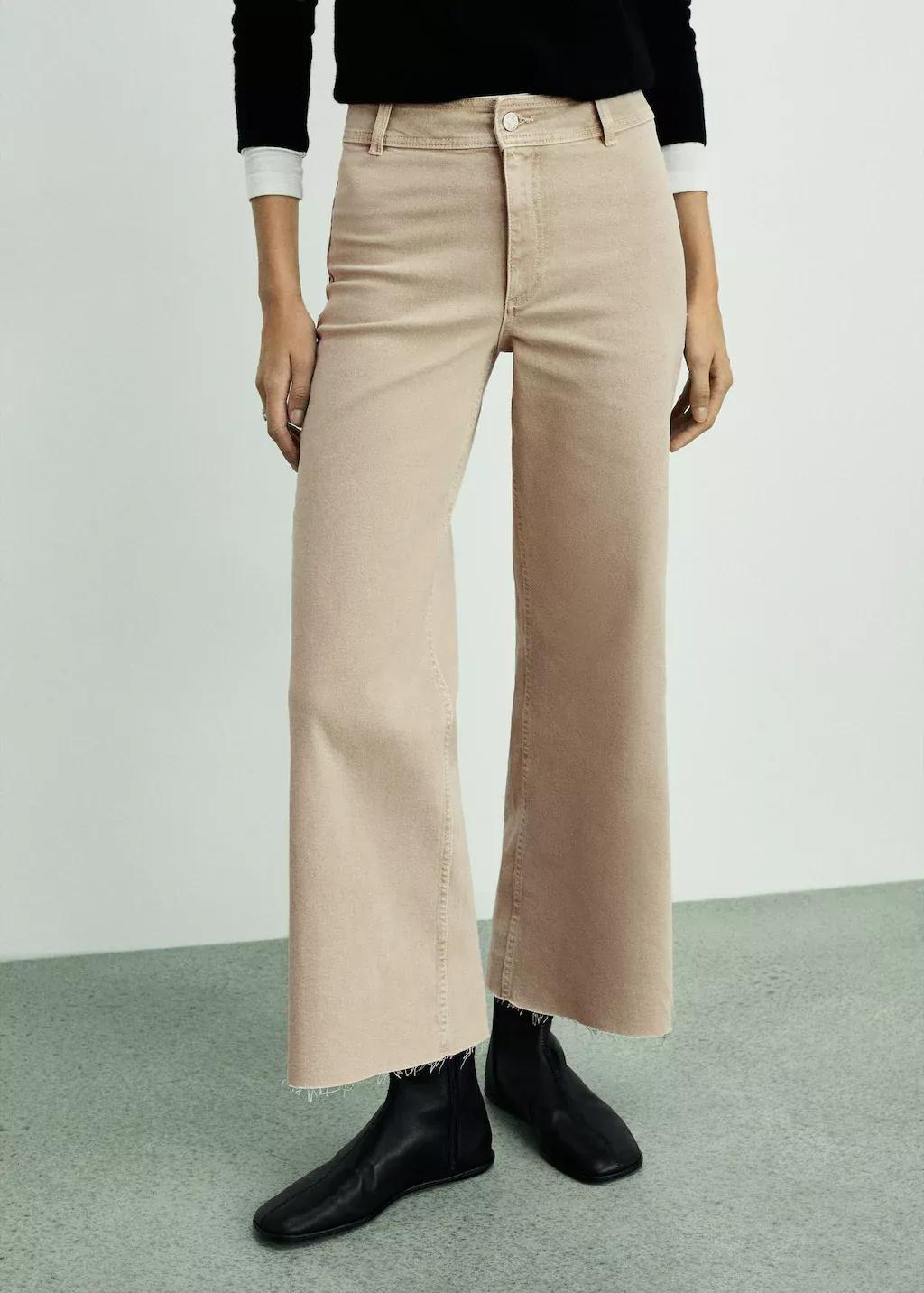 Beige Catherin Culotte High-Rise Jeans, , large image number 0