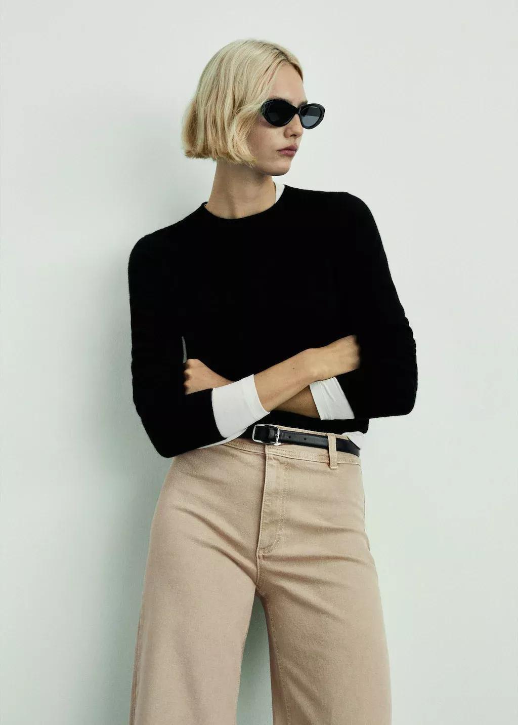 Beige Catherin Culotte High-Rise Jeans, , large image number 1
