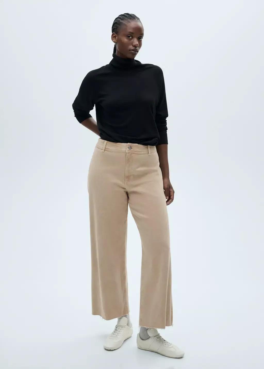 Beige Catherin Culotte High-Rise Jeans, , large image number 3