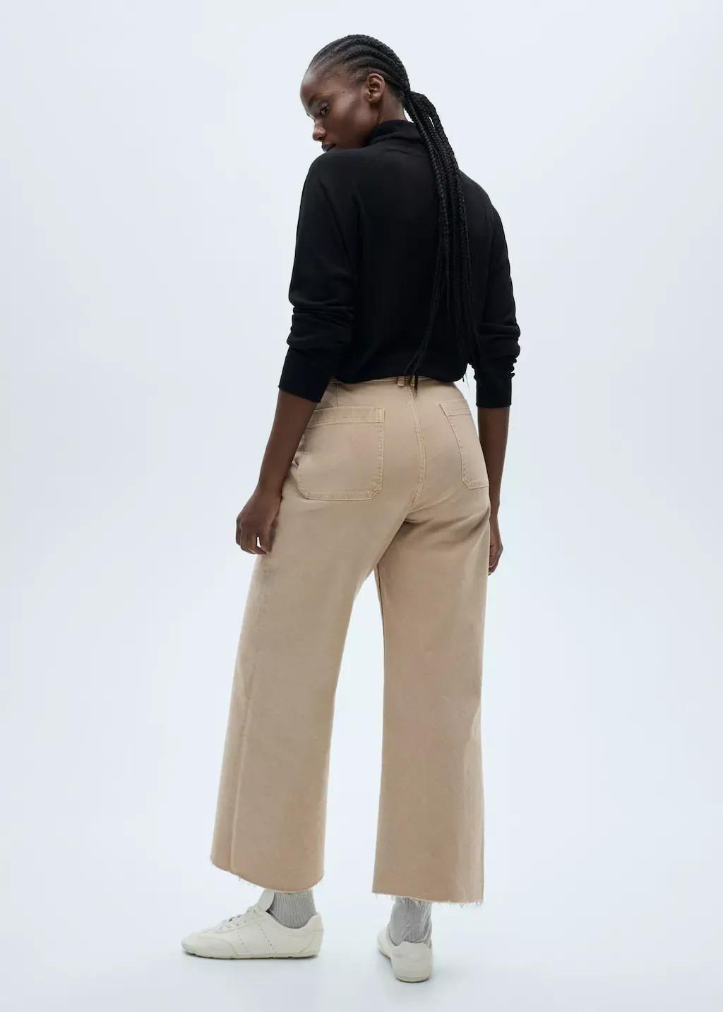 Beige Catherin Culotte High-Rise Jeans, , large image number 5