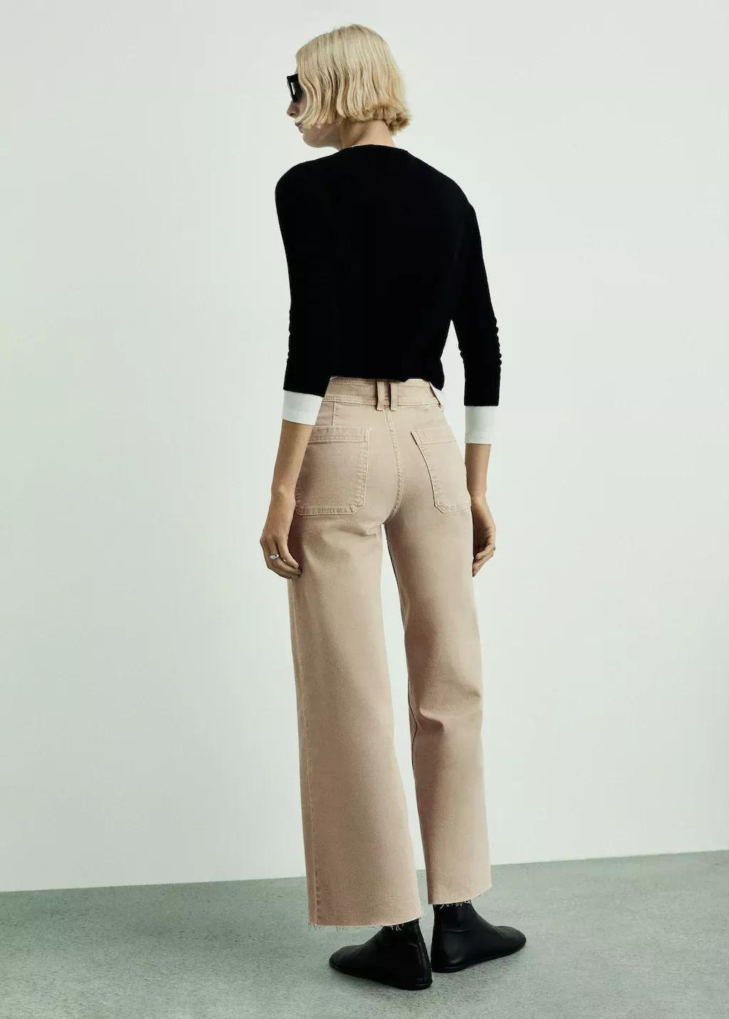 Beige Catherin Culotte High-Rise Jeans, , large image number 9