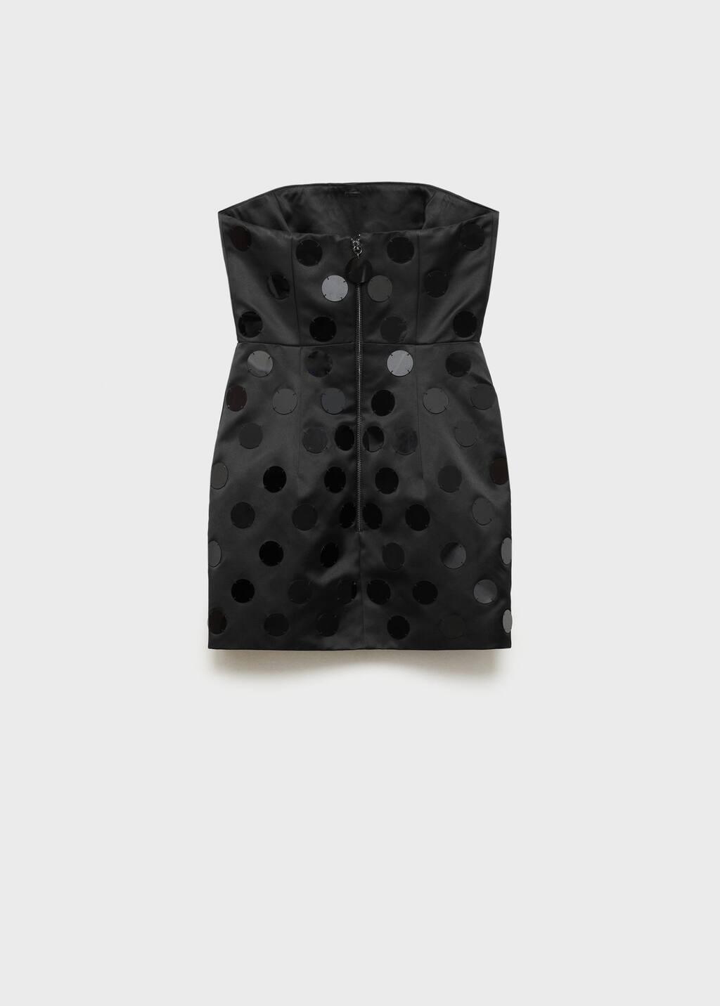 Black Short Strapless Dress With Mirrors, , large image number 3