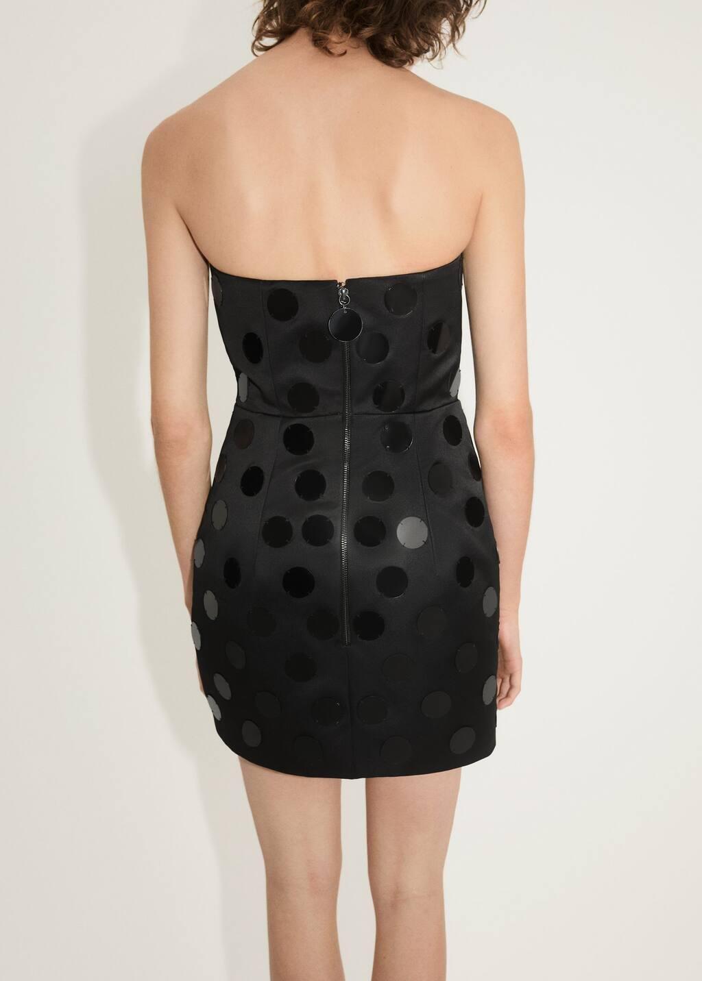 Black Short Strapless Dress With Mirrors, , large image number 5