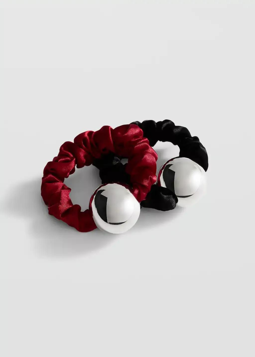 Black Pack Of 2 Sphere Rubber Bands, Black, large image number 0