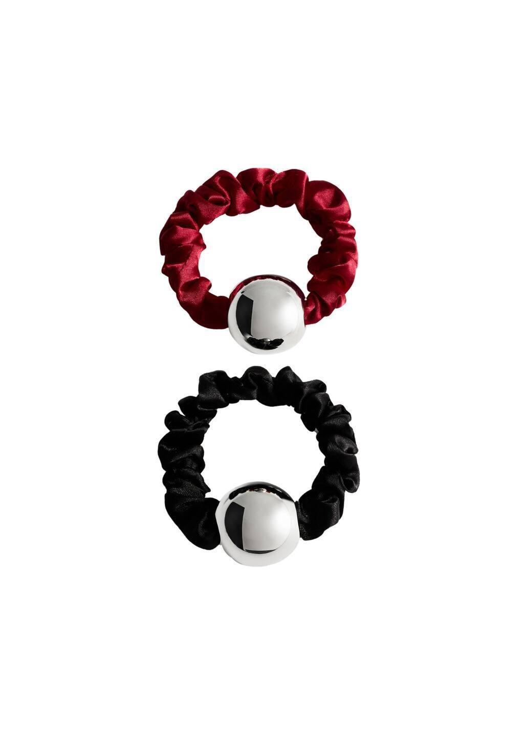 Black Pack Of 2 Sphere Rubber Bands, Black, large image number 1