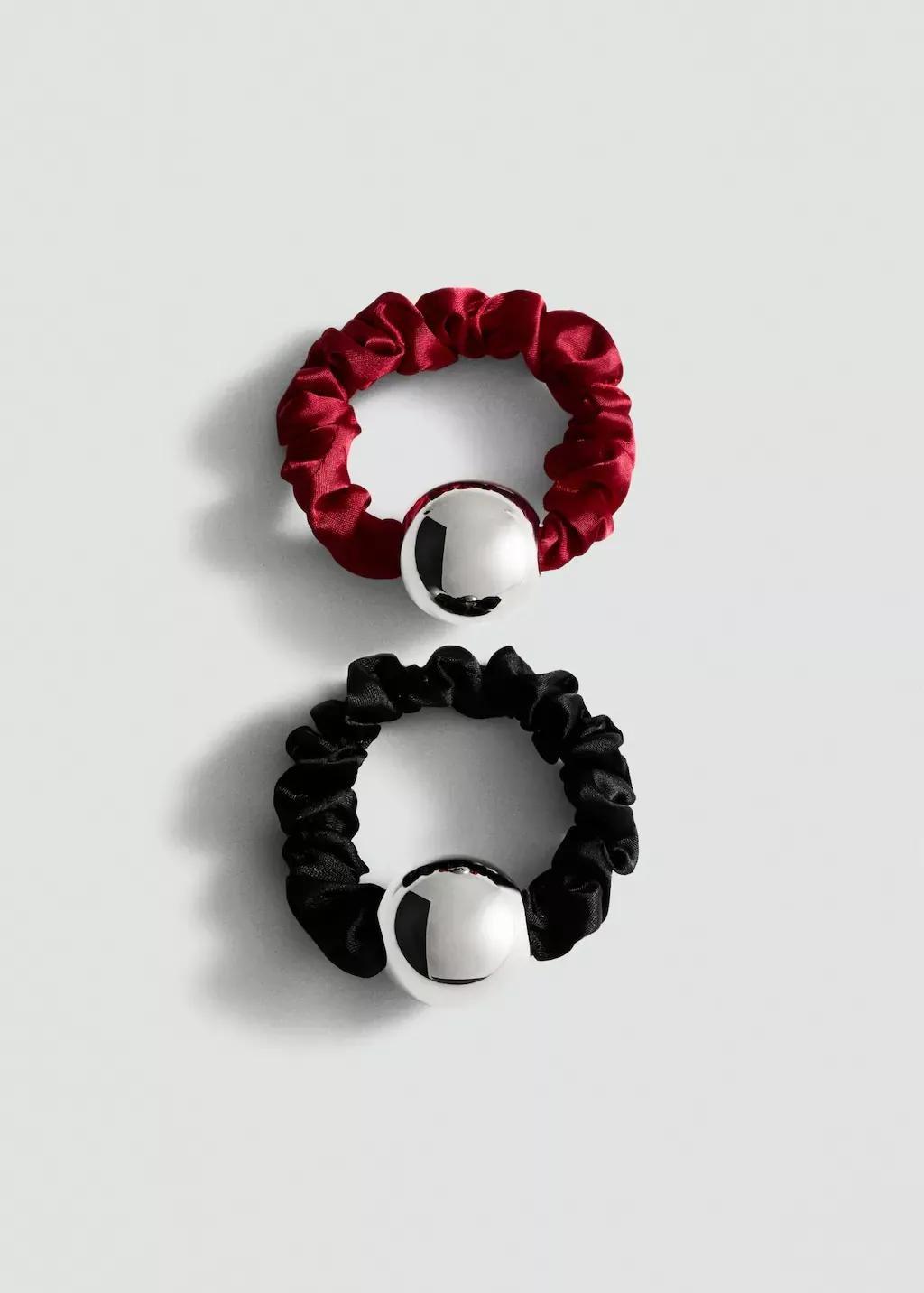 Black Pack Of 2 Sphere Rubber Bands, Black, large image number 2