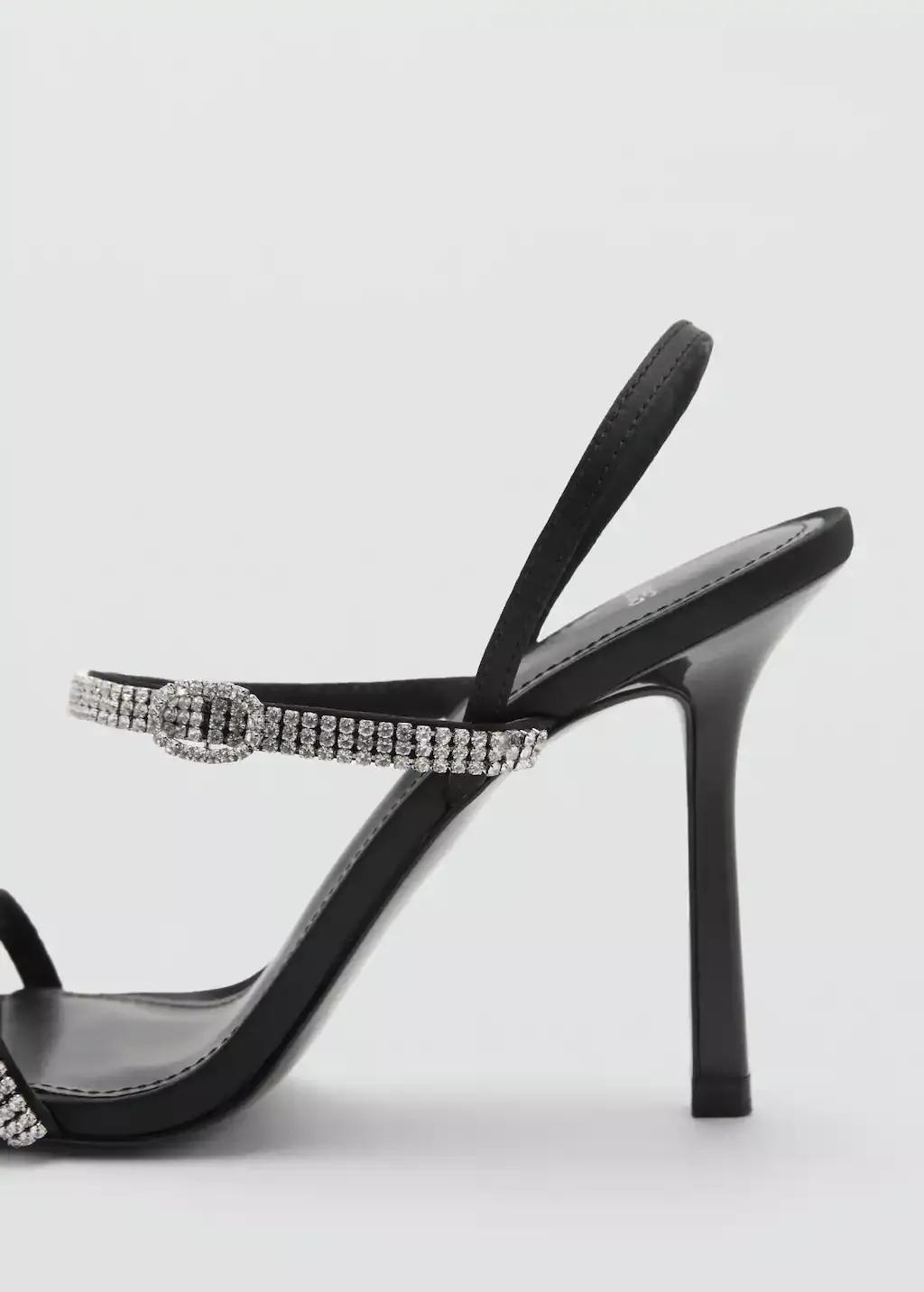 Black Heeled Sandal With Strass Strap, , large image number 1