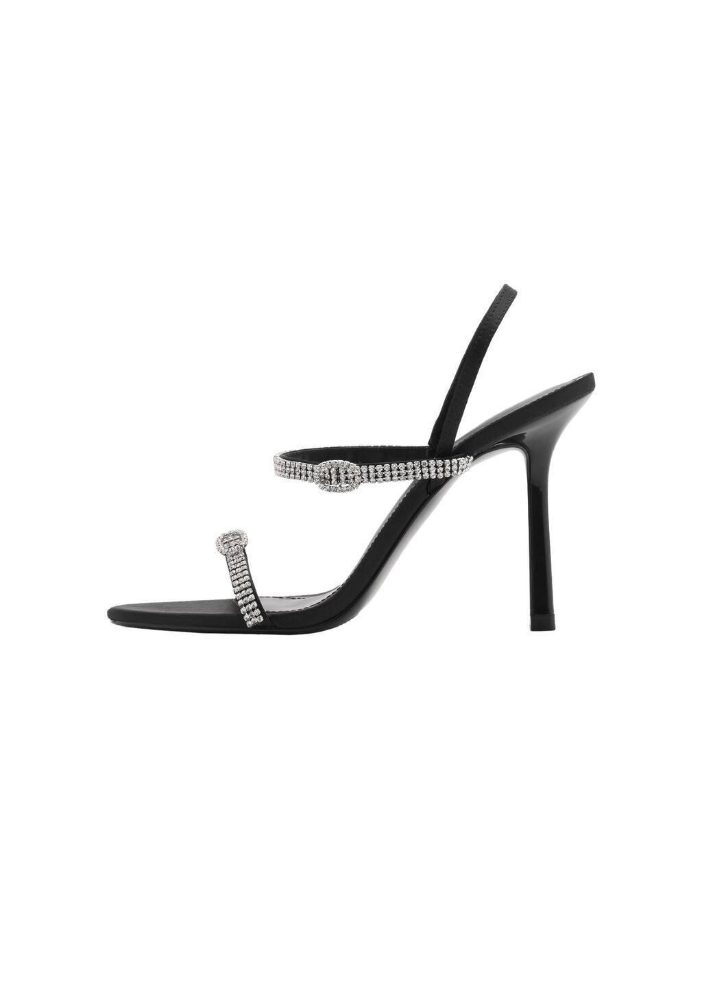 Black Heeled Sandal With Strass Strap, , large image number 2
