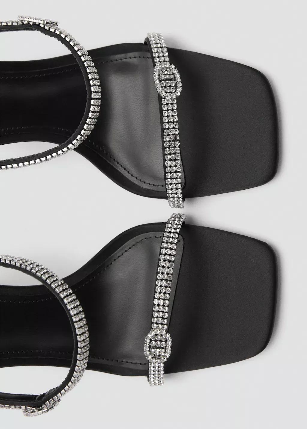 Black Heeled Sandal With Strass Strap, , large image number 3