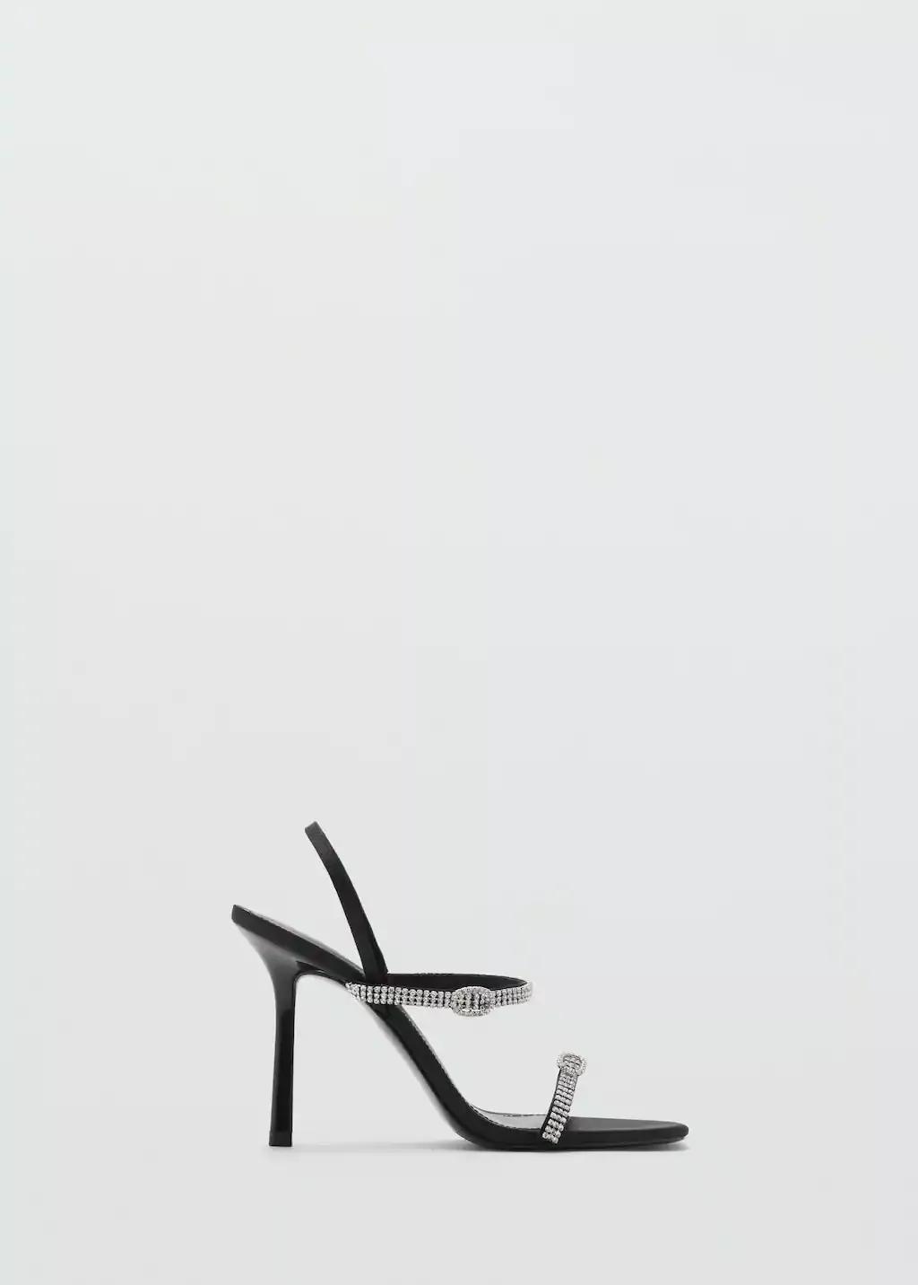 Black Heeled Sandal With Strass Strap, , large image number 4