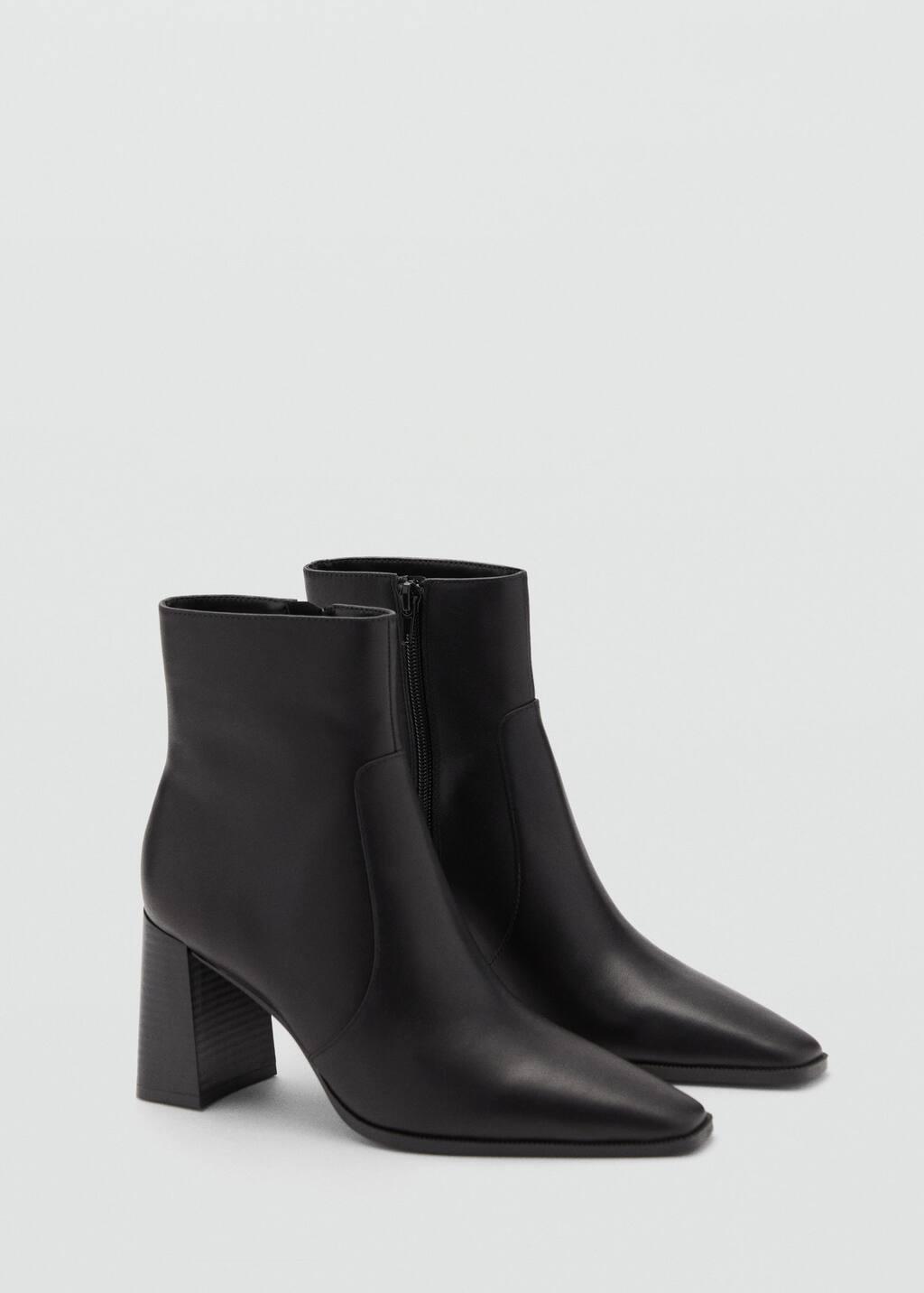 Black Heeled Leather Ankle Boots, , large image number 0