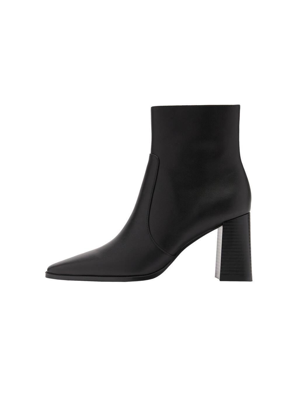 Black Heeled Leather Ankle Boots, , large image number 2