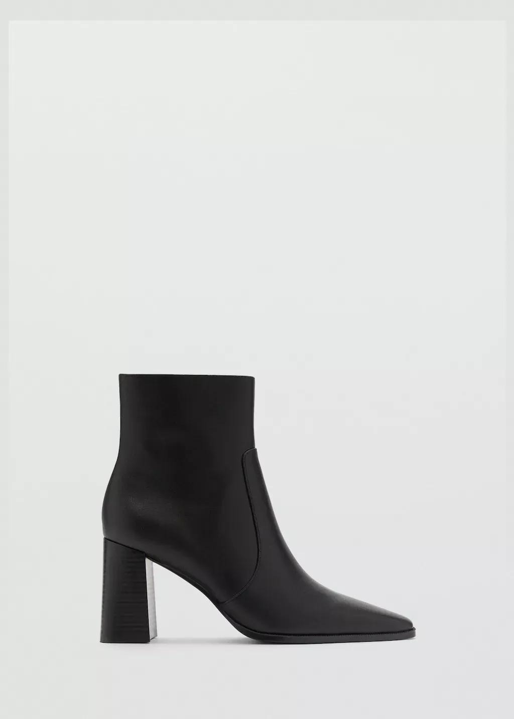Black Heeled Leather Ankle Boots, , large image number 4